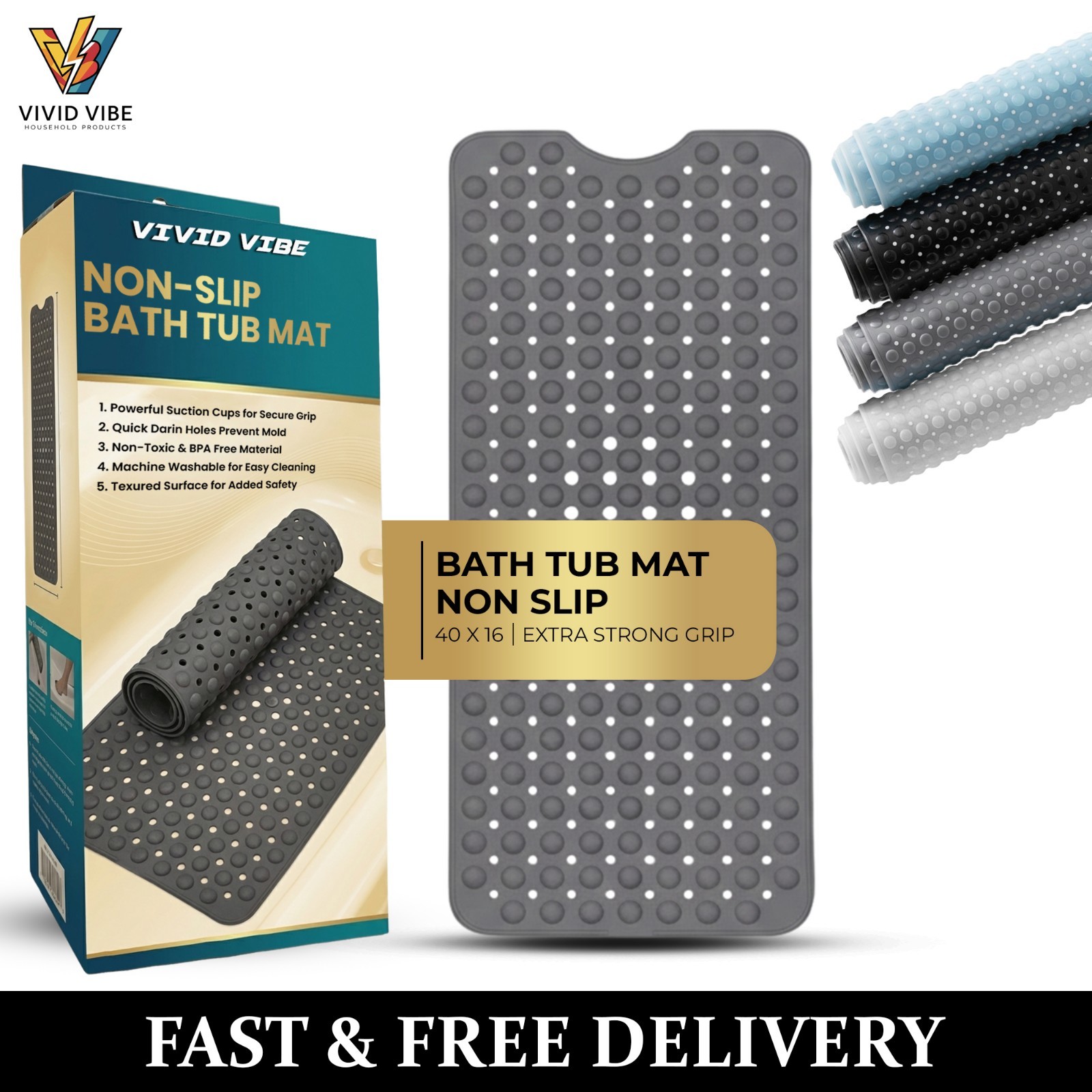 Bathtub Mats Suction Cups Washable Bathroom Inside Shower Mat Anti Mold Mats