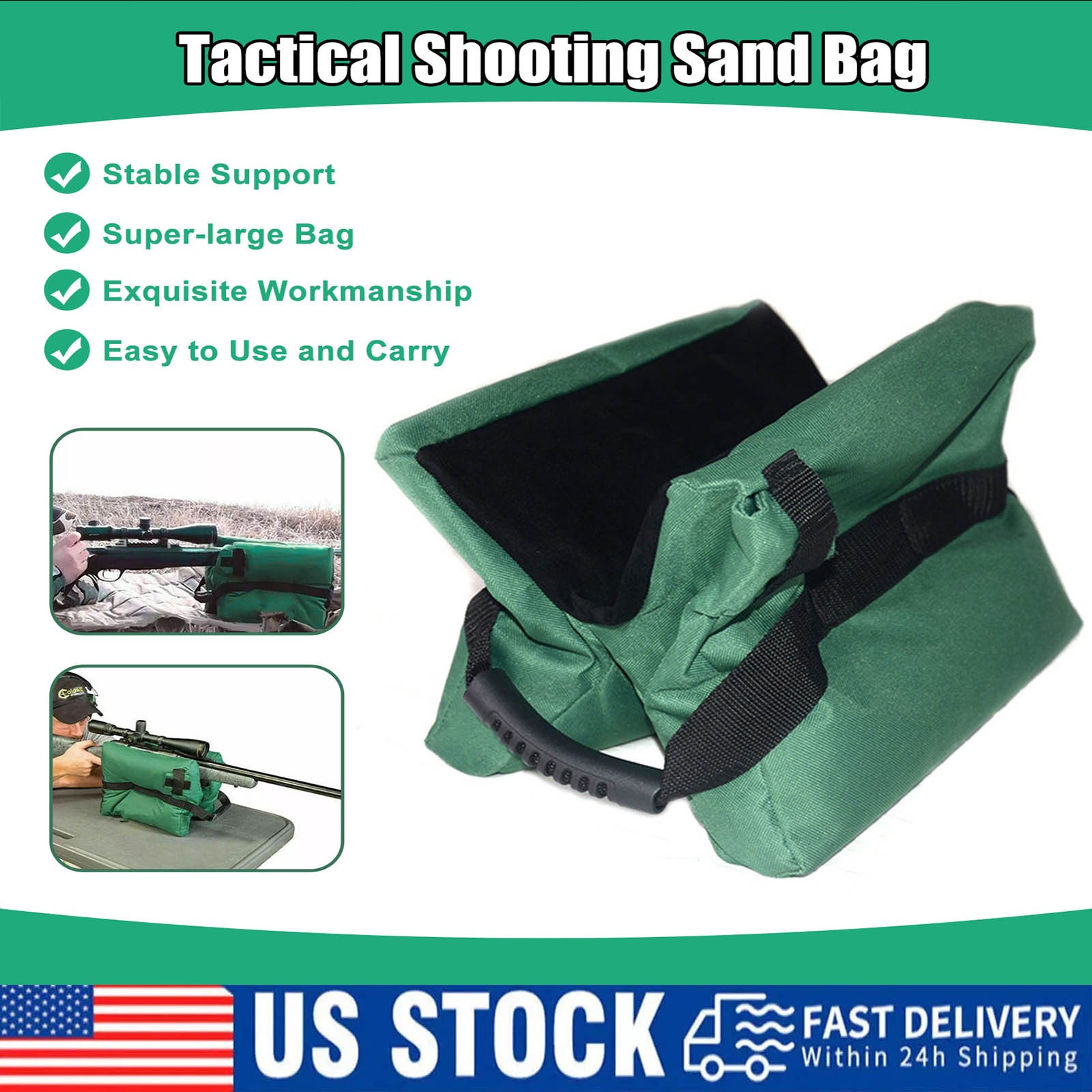 Shooting Range Sand Bag Set Rifle Gun Bench Rest Stand Front Rear Bag /Gun Sock