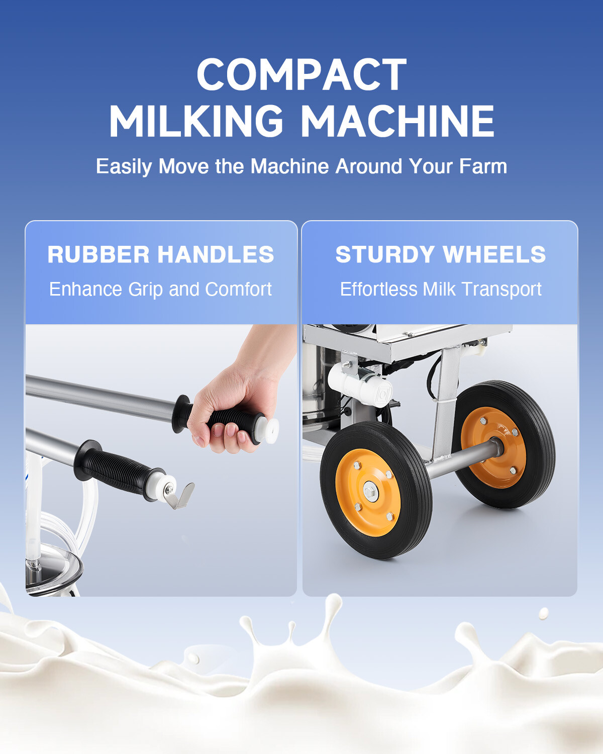 CREWORKS Electric Milking Machine Cow Milking Equipment 25L 304 Stainless Steel