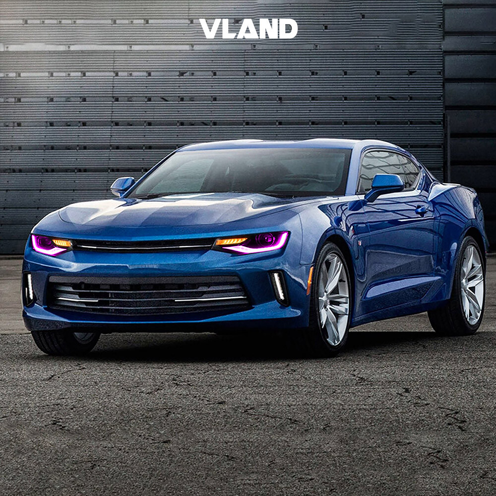 2*Projector Lens LED Headlights For 2014 2015 Chevrolet Camaro LS LT SS RGB DRL