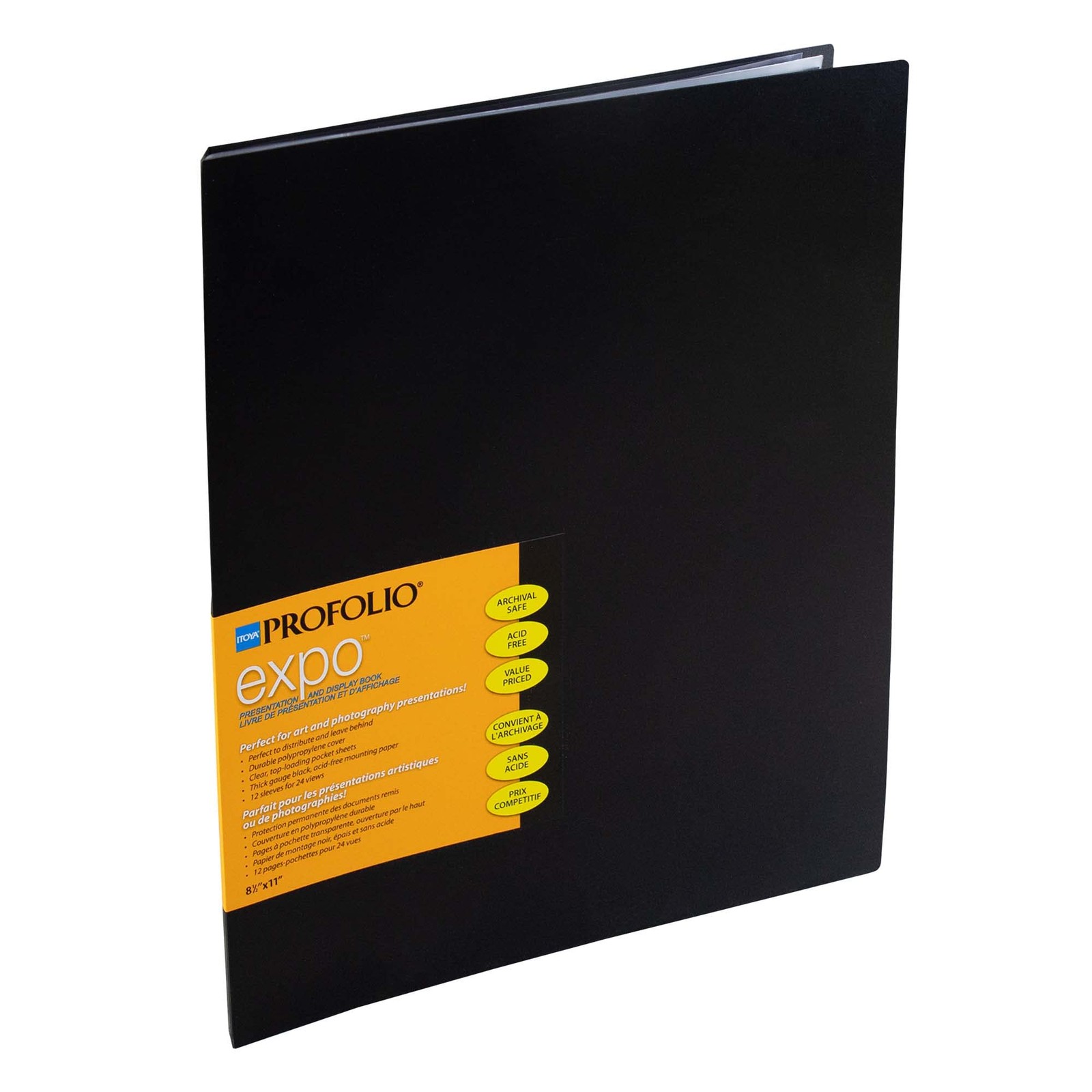 Itoya ProFolio Expo 8-1/2" x 11" Black Art Portfolio Binder 8 1/2 x 11, Clear