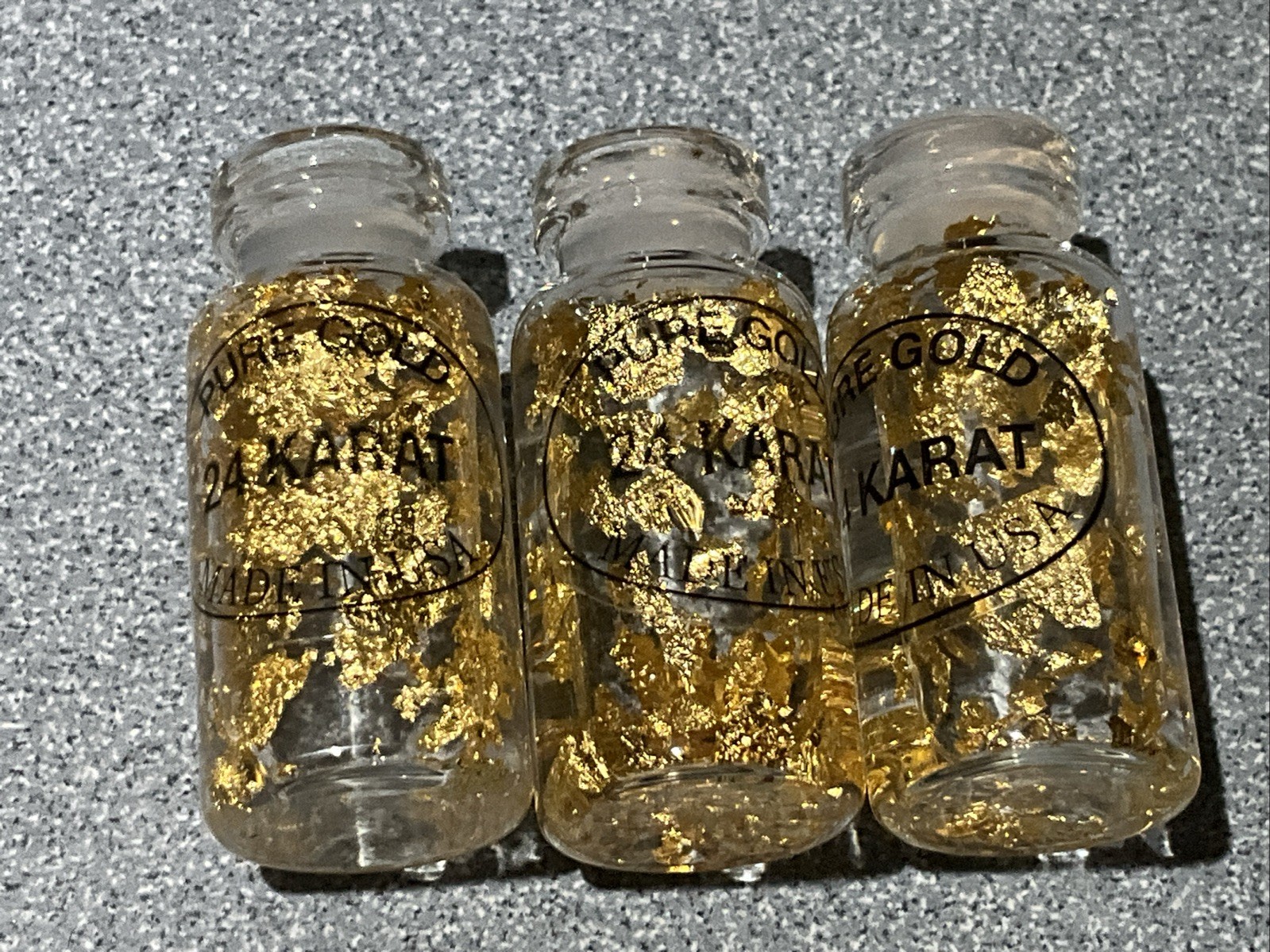 Lot 3 Vial of 24K Gold Flake Gold Leaf Foil Flakes FREE SH