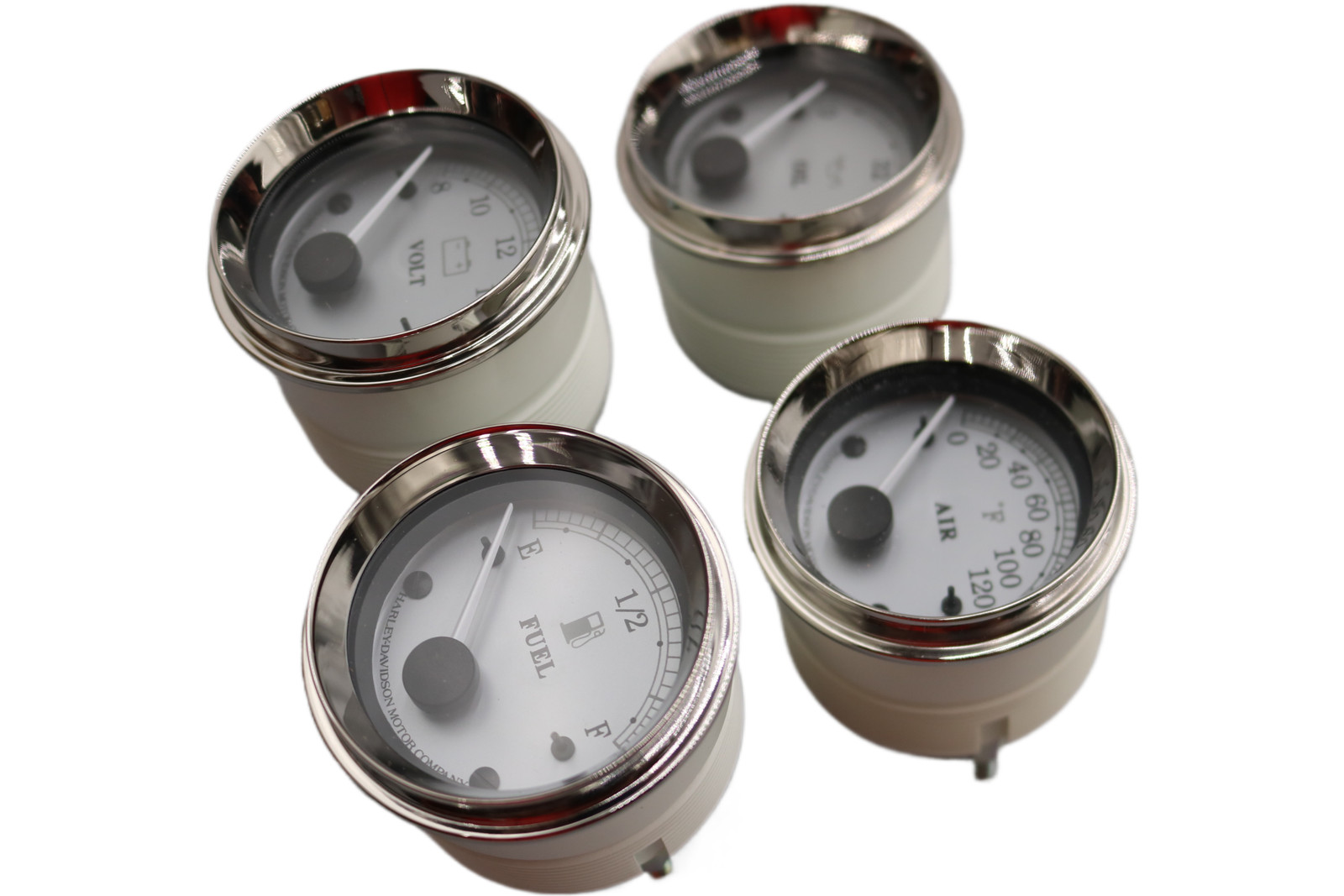 NEW OEM 2001-2013 HARLEY-DAVIDSON TOURING VOLT FUEL OIL AIR GAUGES SILVER FACE
