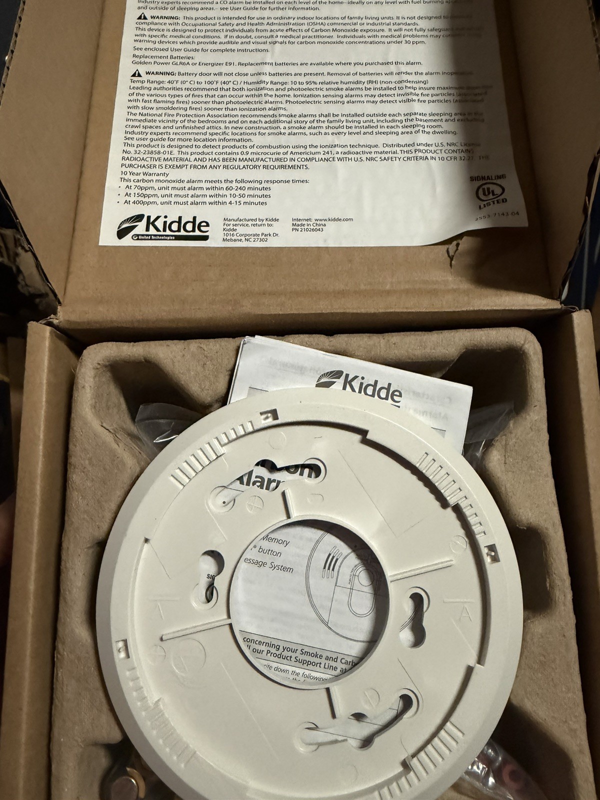 Kidde KN-COSM-BA Battery Power Combination Smoke/Carbon Monoxide Alarm w/ Voice