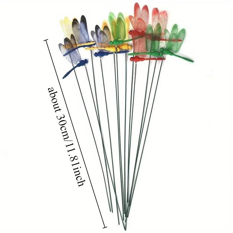 10 Pcs 3D Dragonfly Garden Decor Dragon Fly Garden Stakes Dragonflies Garden 10X
