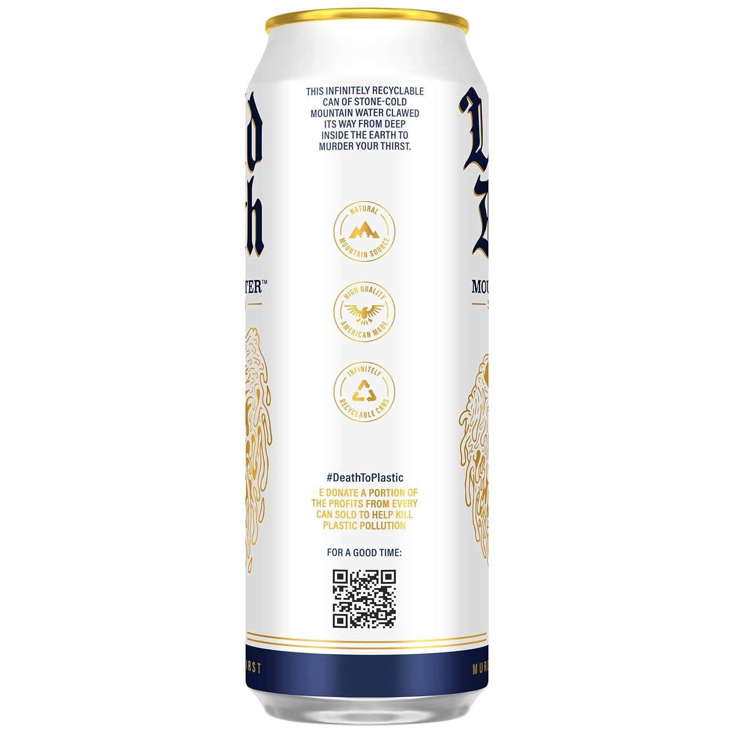 Liquid Death Still Mountain Water, Real Mountain Source, Ice-Cold Cans, Infinite