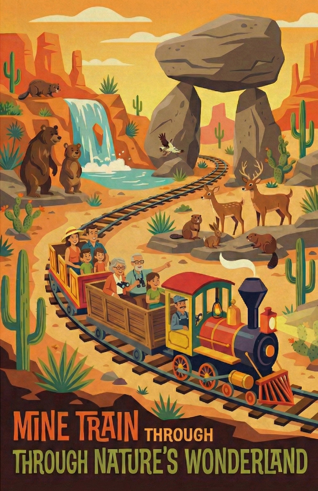 Mine Train Retro Glossy Poster 13x19 Frontier Train Wall Art Print
