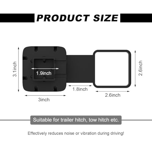 Trailer Hitch Cover, Tow Hitch Cover Tube Dustproof Plug Cap Plain Black