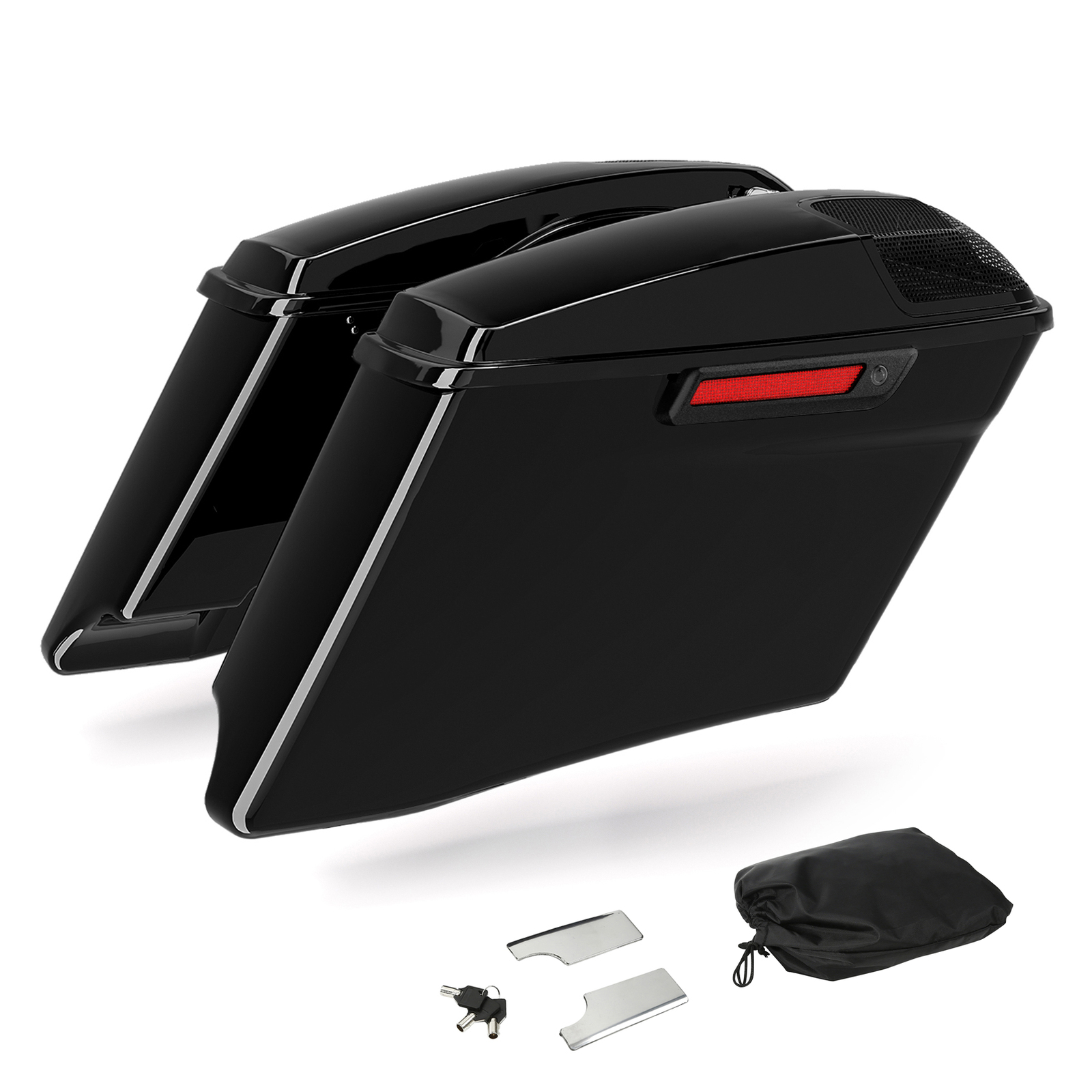 Black 4" Extended Hard Saddlebags Fit For Harley CVO Street Road Glide 2014-2024