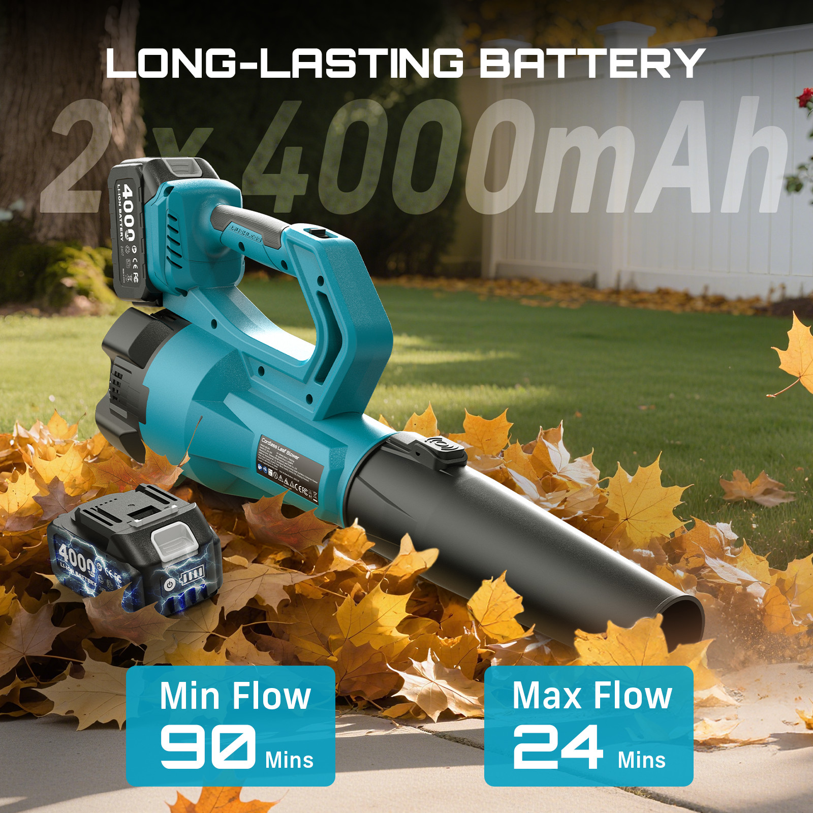 Seesii Leaf Blower Cordless 780 CFM Handheld Electric Leaf Blower 2 Battery 21V