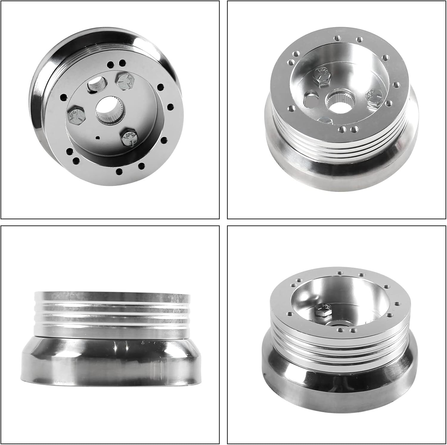 For GM Chevy 5 & 6 Hole Steering Wheel Polished Hub Adapter Flaming River Ididit