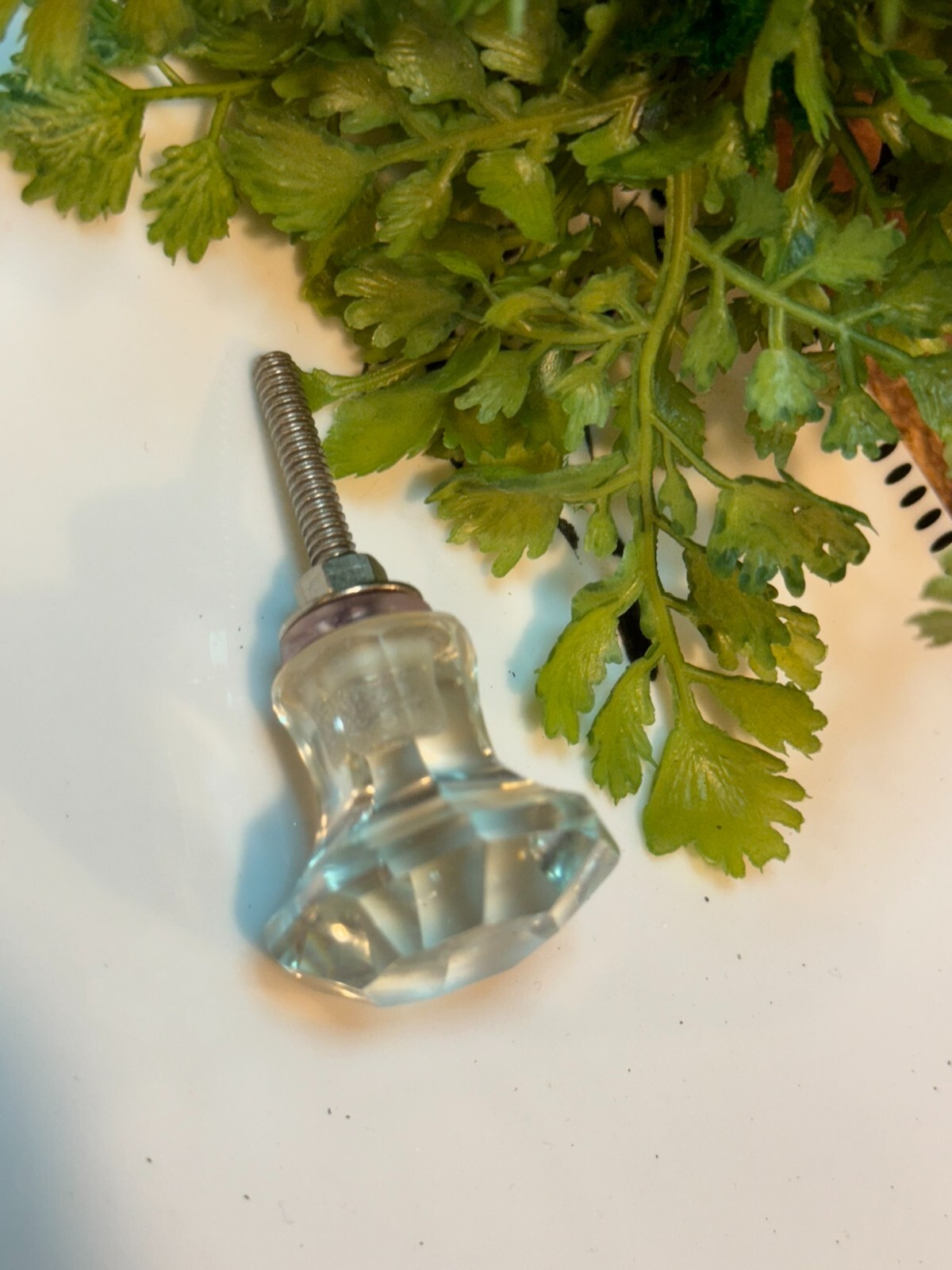 4 Antique Drawer Pull Handle Small Diamond Cut Clear Glass Cabinet Knob Hardware