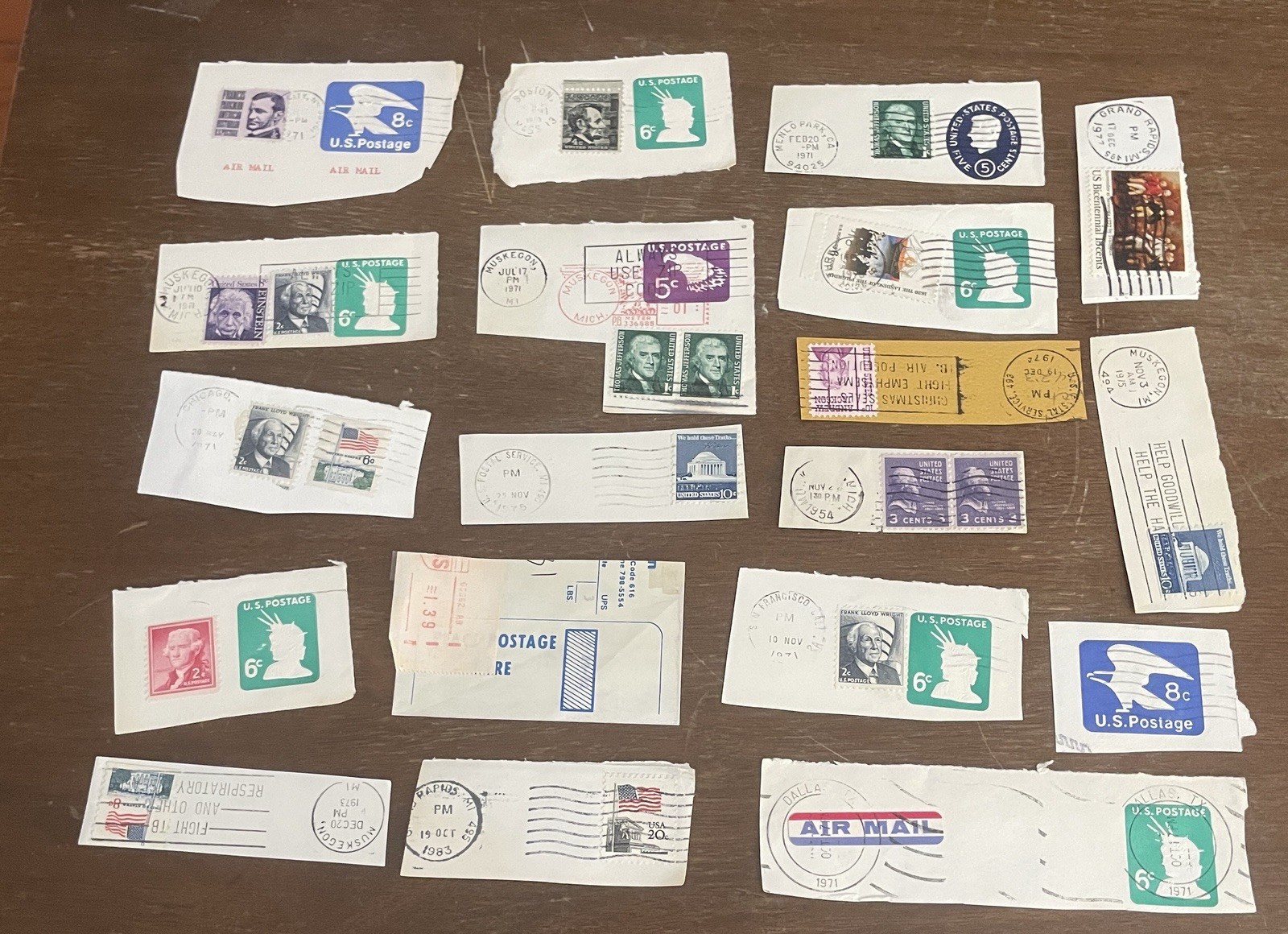 US Stamps Large Lot Postmarks Most On Paper Varying Years