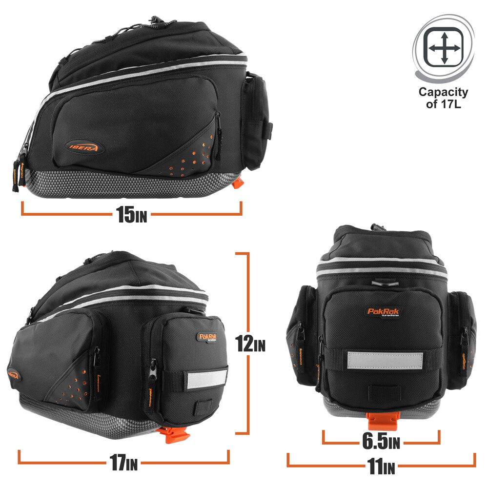 Ibera Bike Trunk Bag Rear Carrier Rack(Non Disc Brake Mount) Combo Quick-Release
