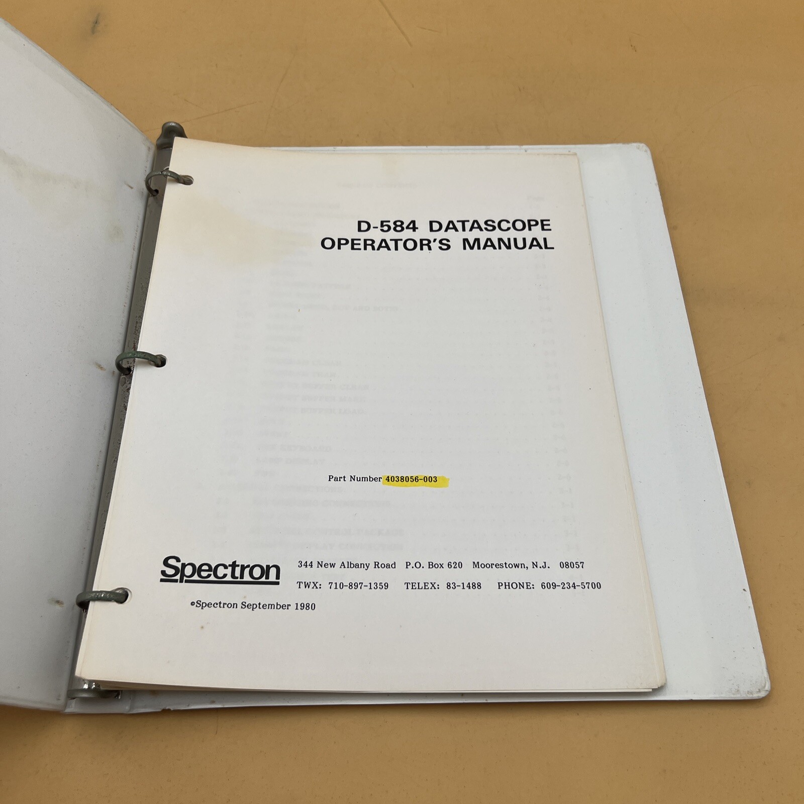 VINTAGE SPECTRON D-584 DATASCOPE OPERATOR'S INSTRUCTION MANUAL BOOK, ORIGINAL
