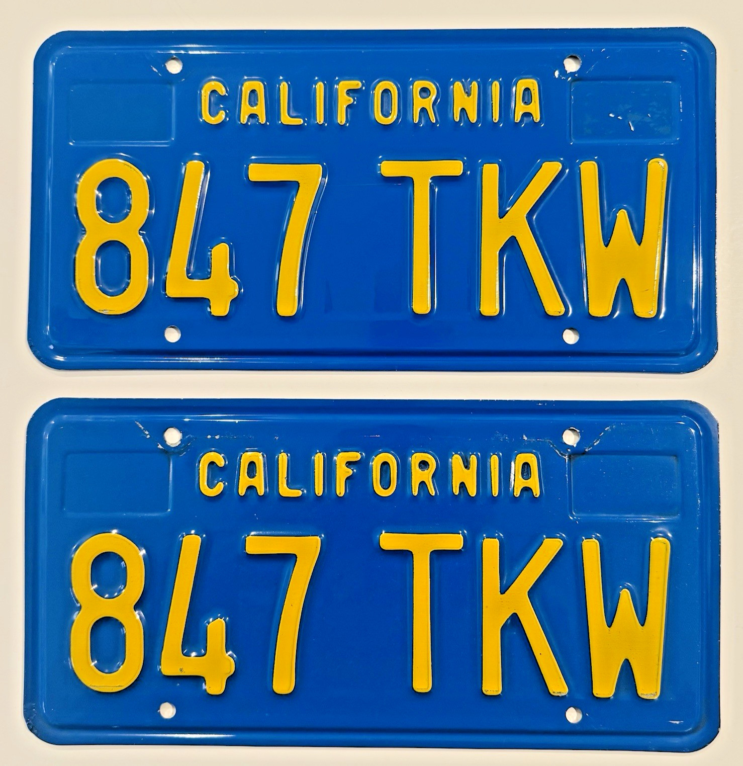 1970's California Blue License Plates 1970 - 1980 Classic car plates DMV Clear