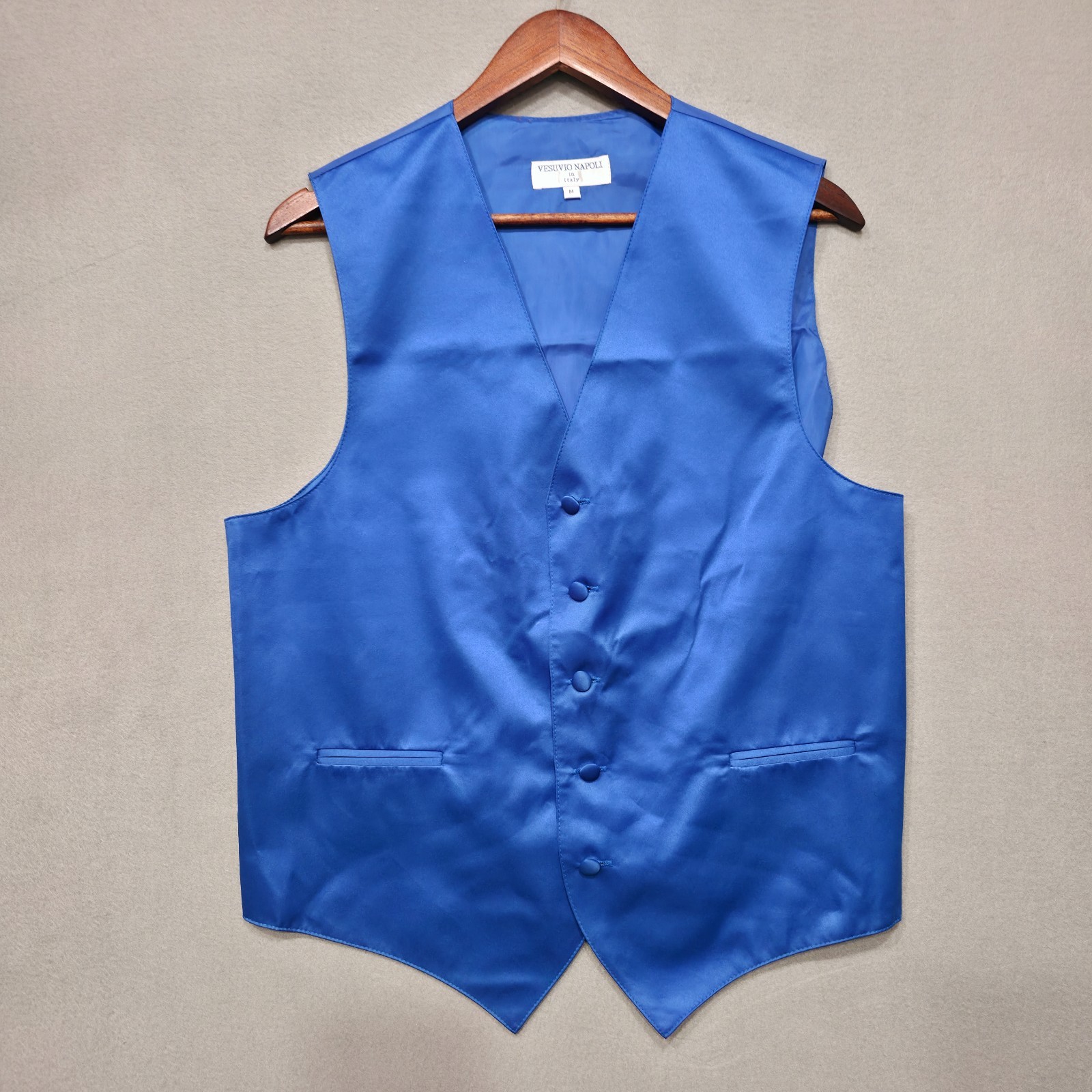 Vesuvio Napoli in Italy Men's Blue Tuxedo Vest Size Medium
