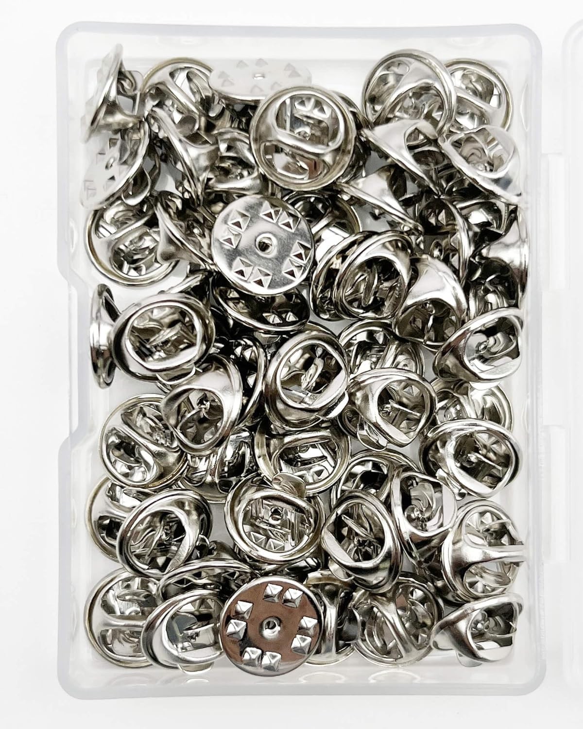 Lapel Pin Backs Metal Clutch Safety Fasteners 50 Pcs Silver
