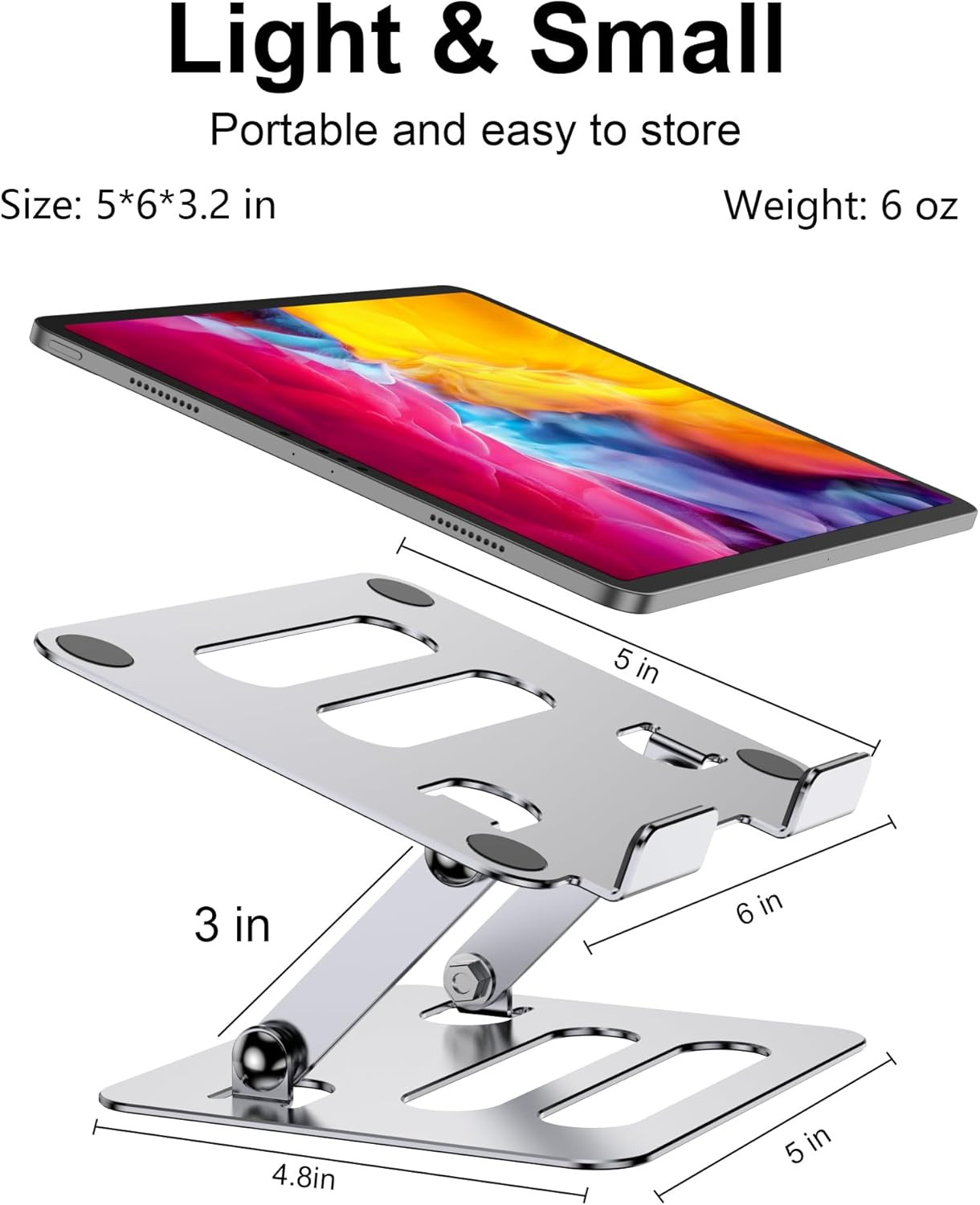 Tablet Stand Holder for iPad for Desk Adjustable Foldable Aluminium Tra...