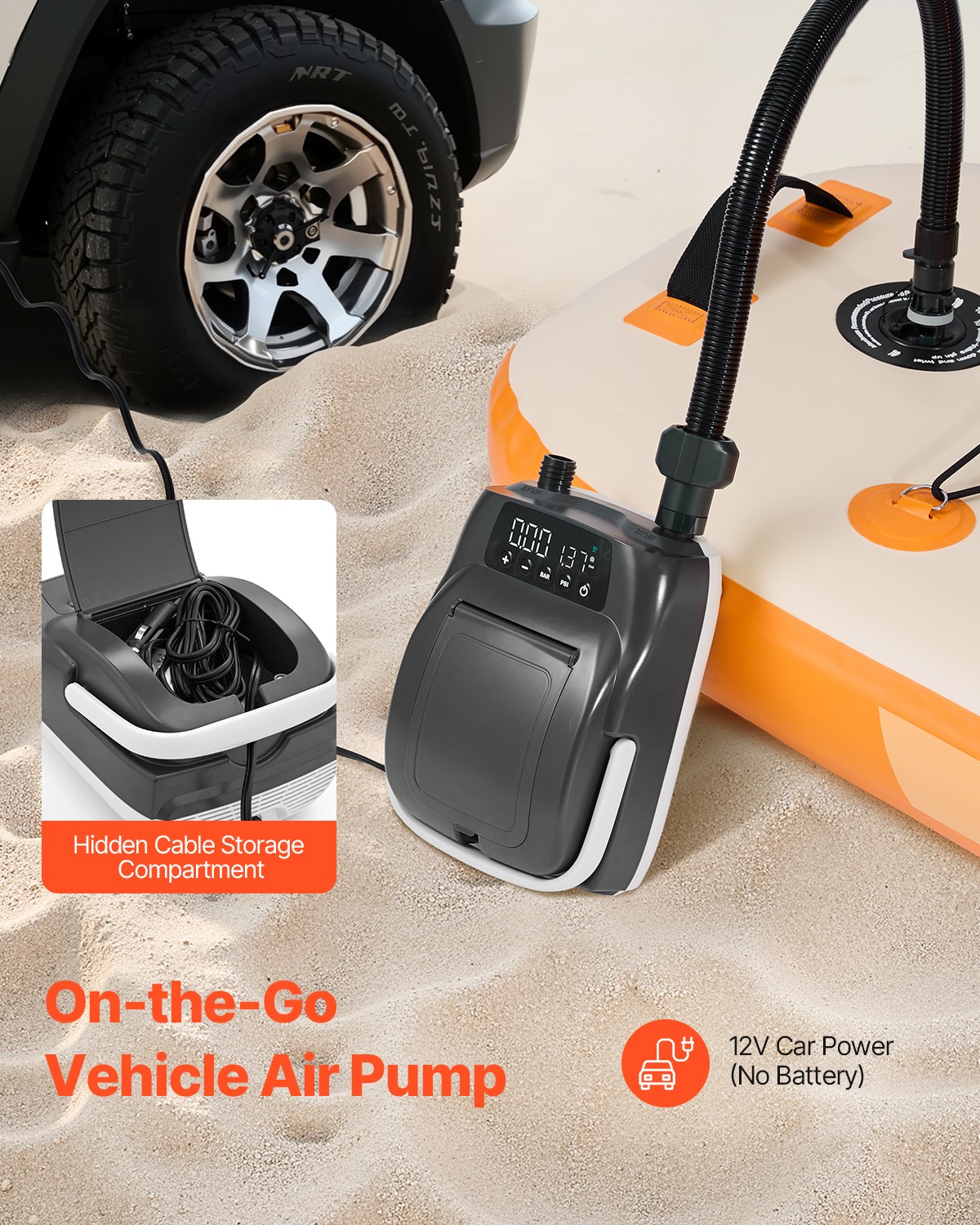 VEVOR Paddle Board Pump 20PSI Electric SUP Air Pump with Auto-Off for Inflatable