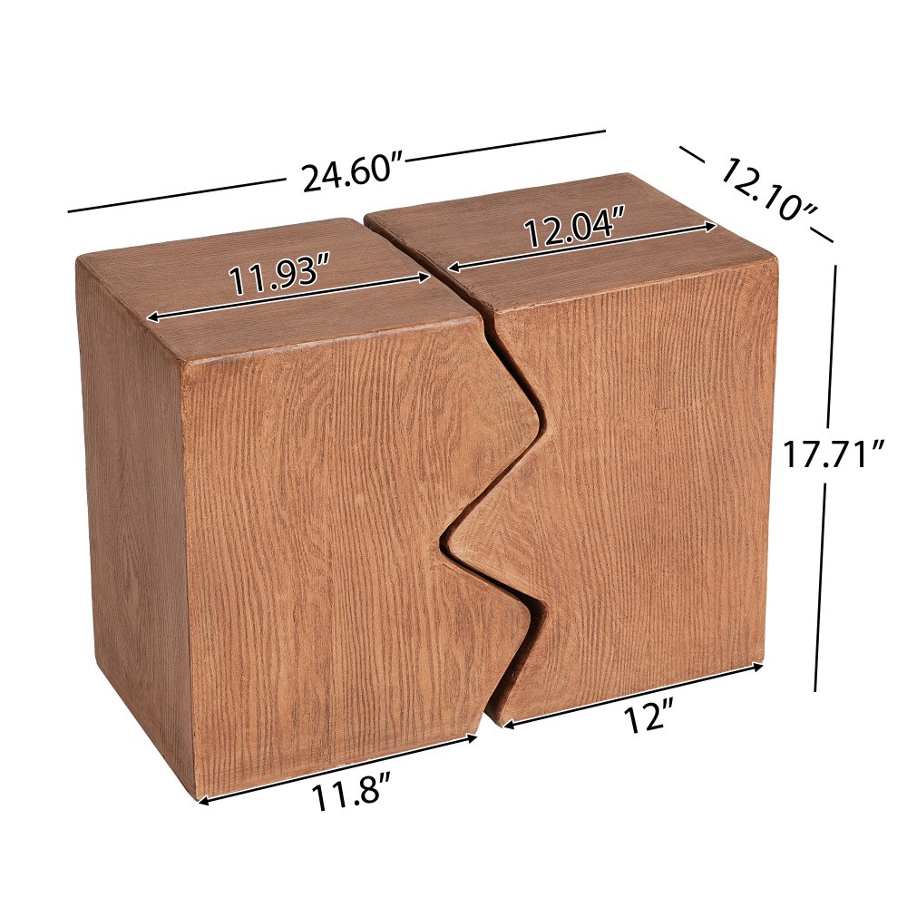 Set of 2 Rectangular Outdoor Side Tables Decorative Garden Stools Accent Table