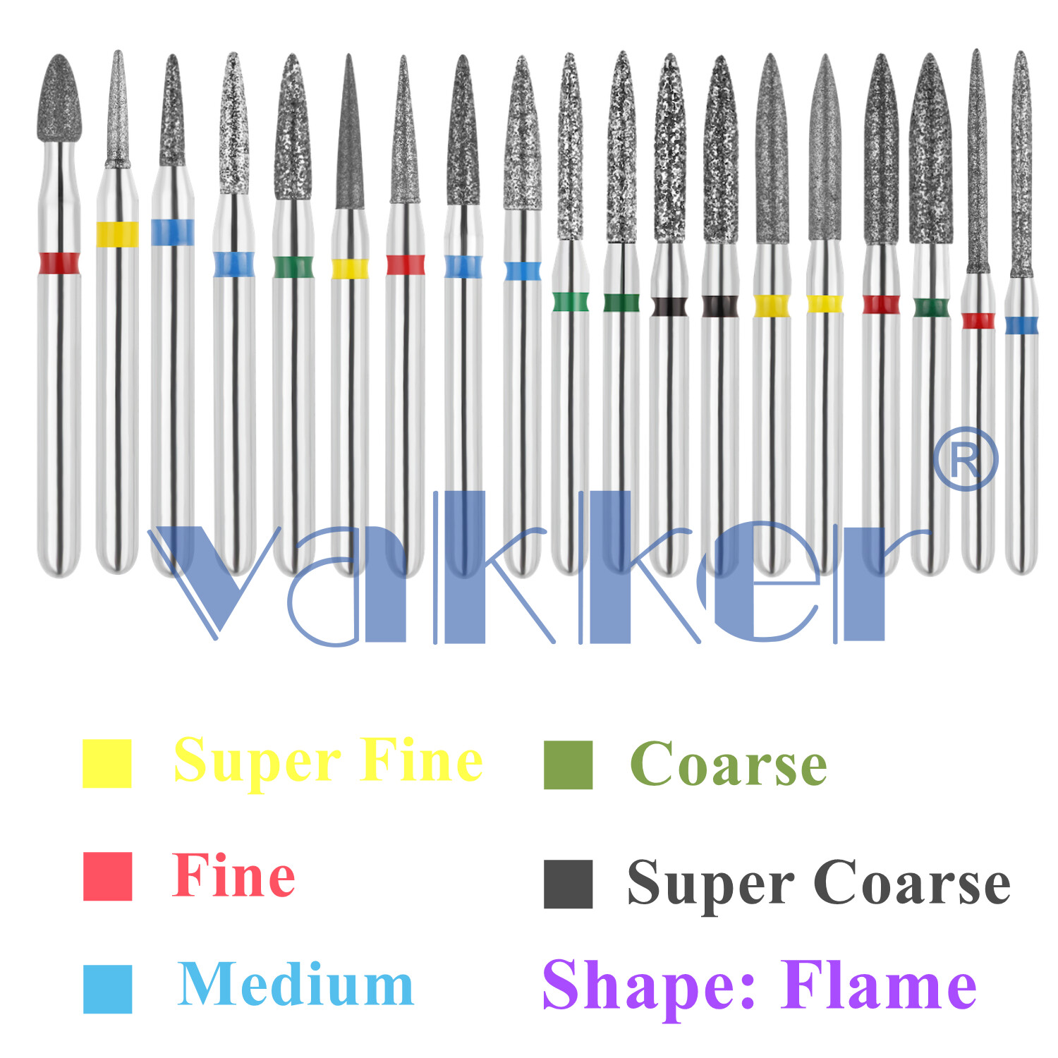 10pc/pk Diamond Burs FG Flame Super Fine Medium Coarse Grit High Speed 862 863