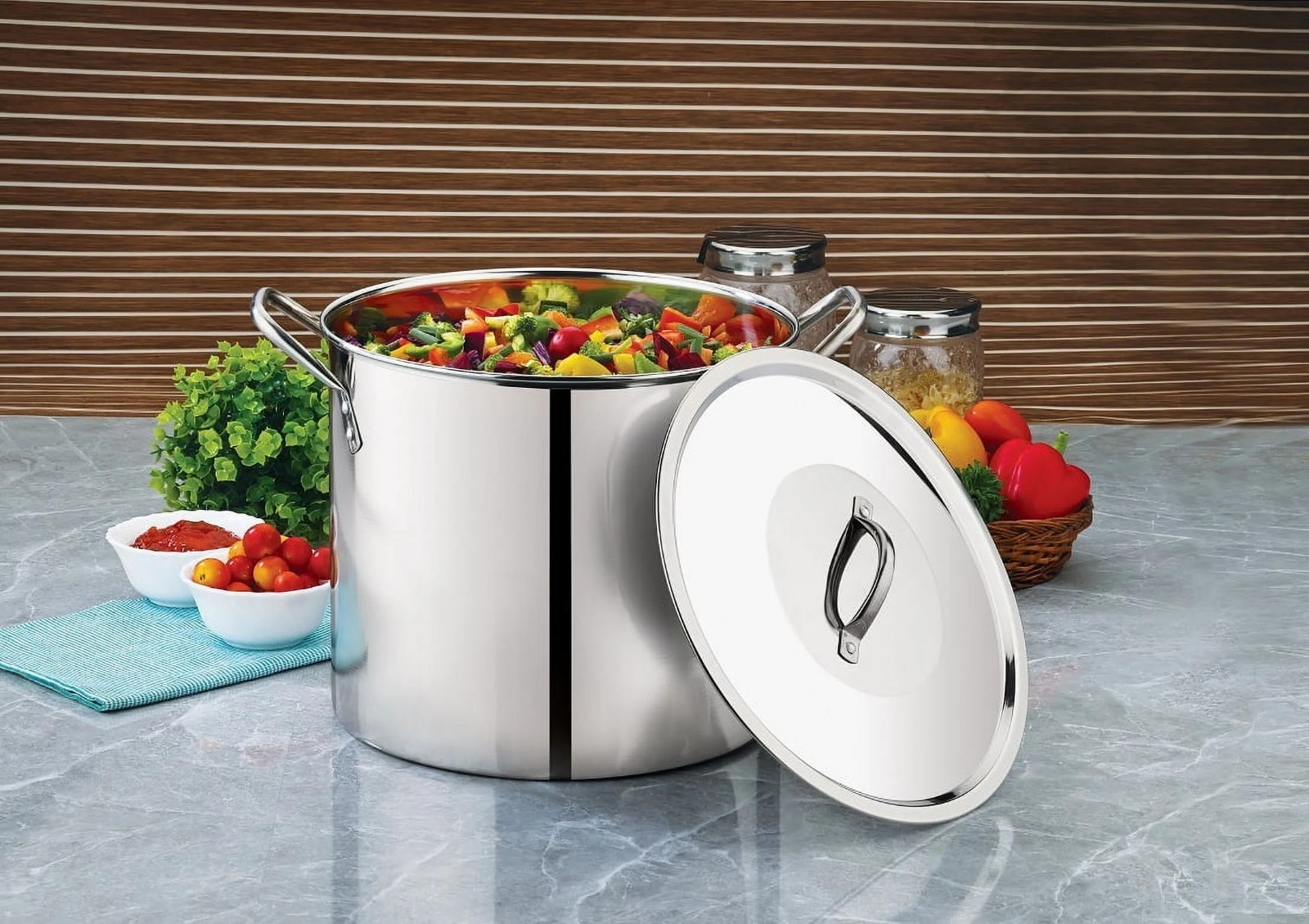 Mainstays 8-Qt Stainless Steel Stock Pot with Lid, Durable, Stay-Cool Handles