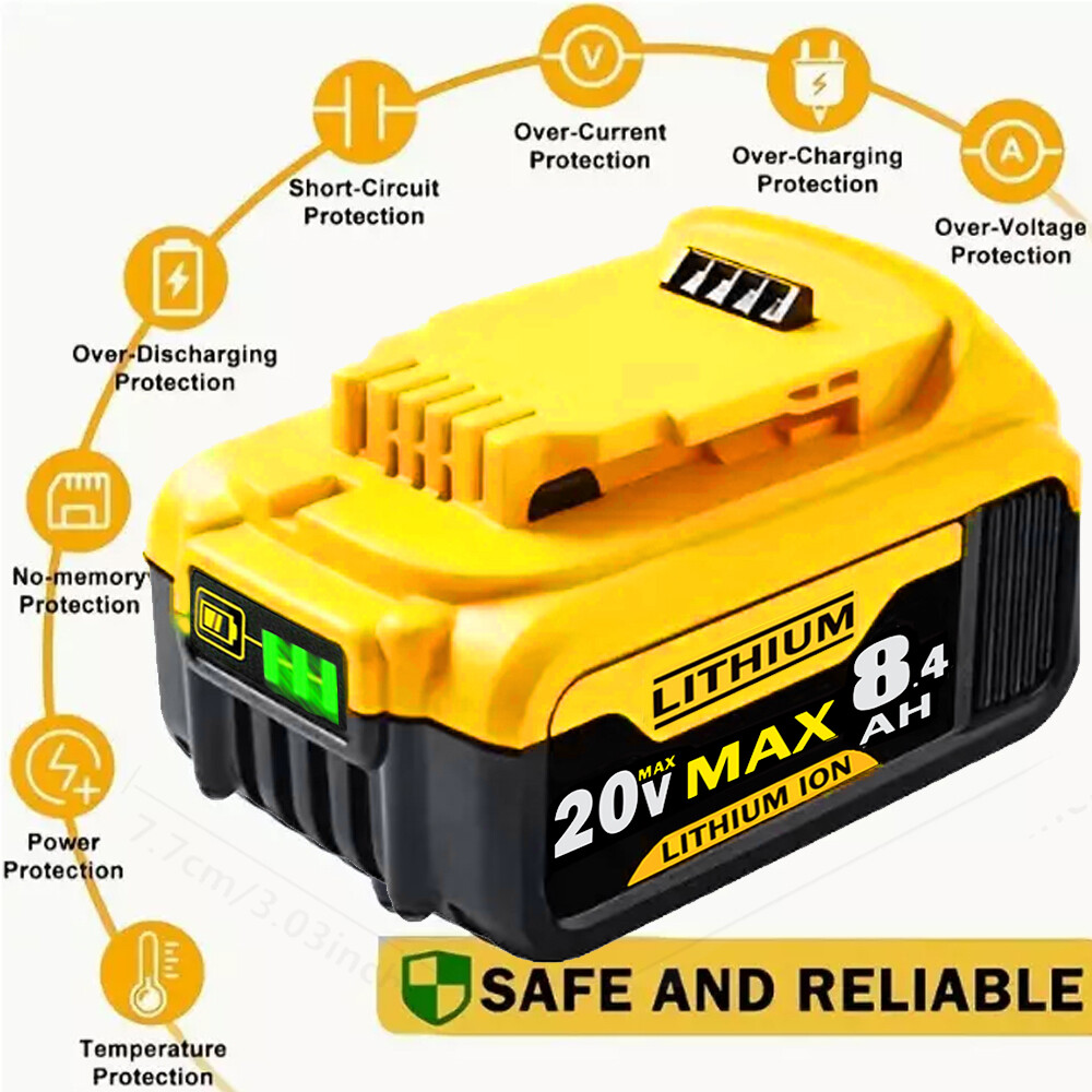 2Pack 8.0AH Lithium Ion Battery For DeWalt DCB206-2 20V 20 Volt Max XR DCB205-2