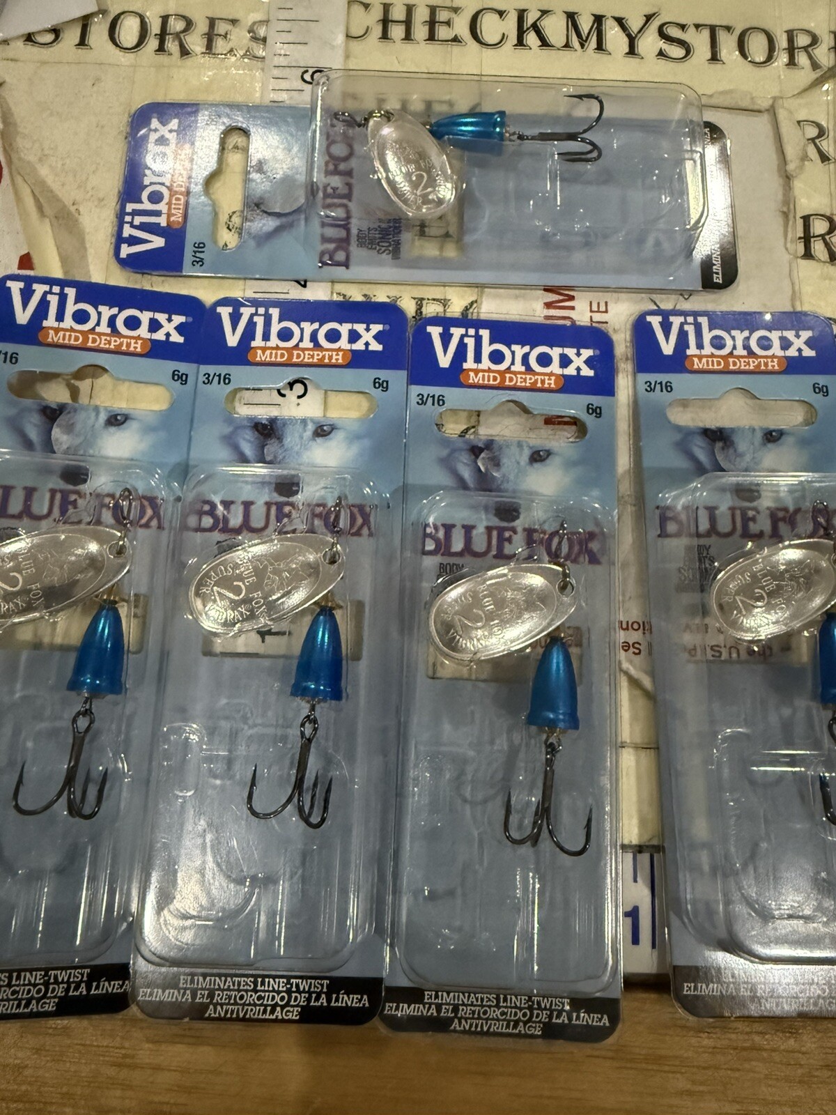 5X New Blue Fox Super Vibrax Classic Spinner - 3/16 oz. - Silver Blue, Mid Depth
