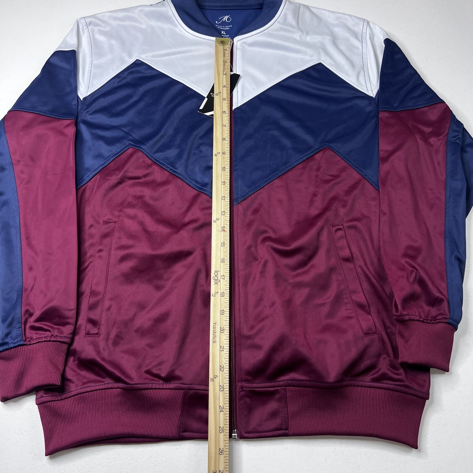 Montique International Track Jacket Maroon Blue White Men’s Size XL