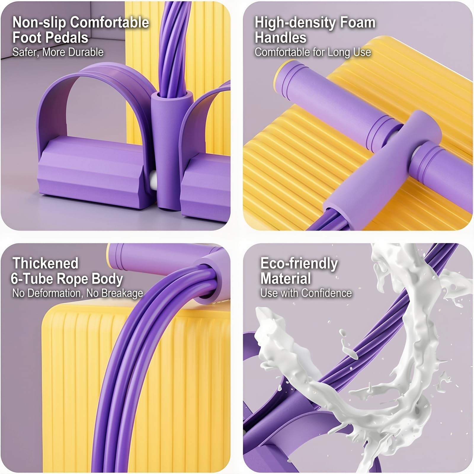 Multifunction Fitness 6-Tubes Pedal Resistance Bands with Handles，Pull up Ass...