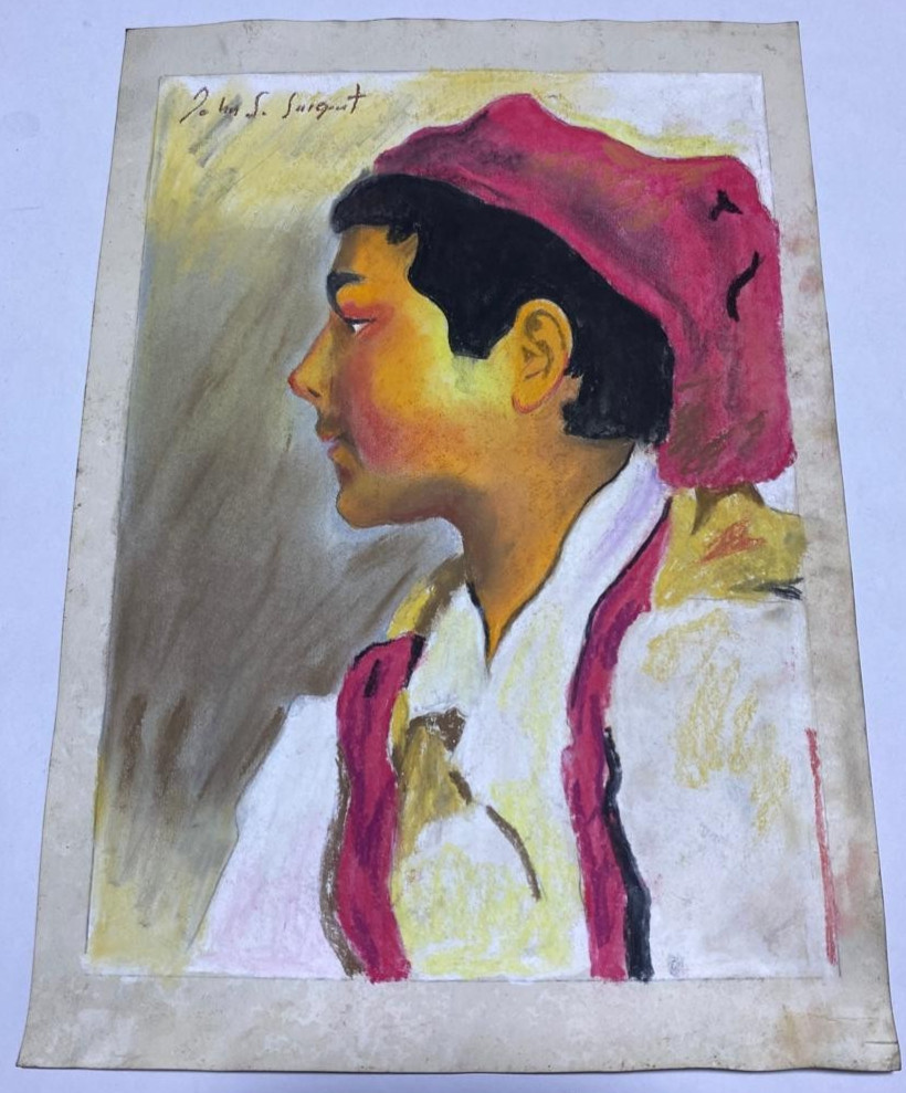 JOHN SINGER SARGENT Drawing on paper (Handmade) signed and stamped mixed media.
