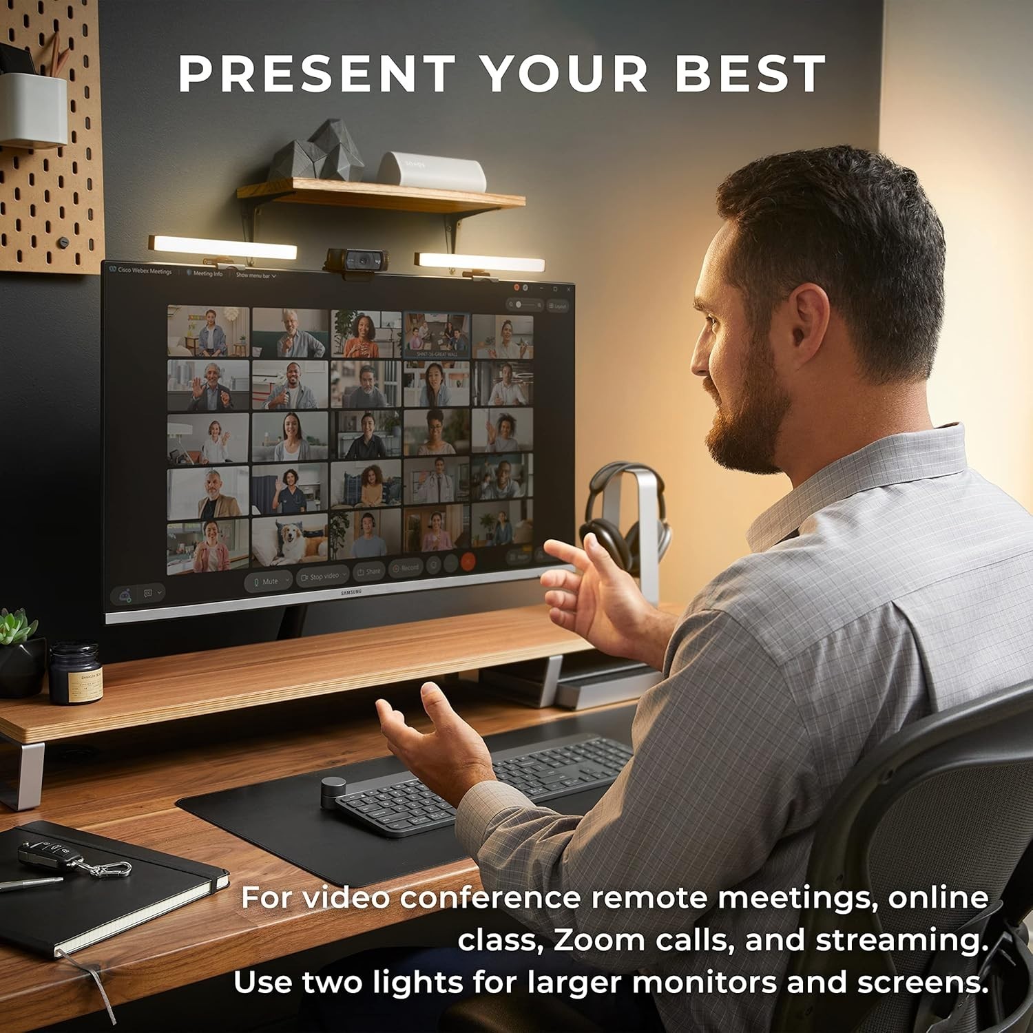 HumanCentric Video Conference Lighting - Double Kit (2-Pack) - LED Webcam Light