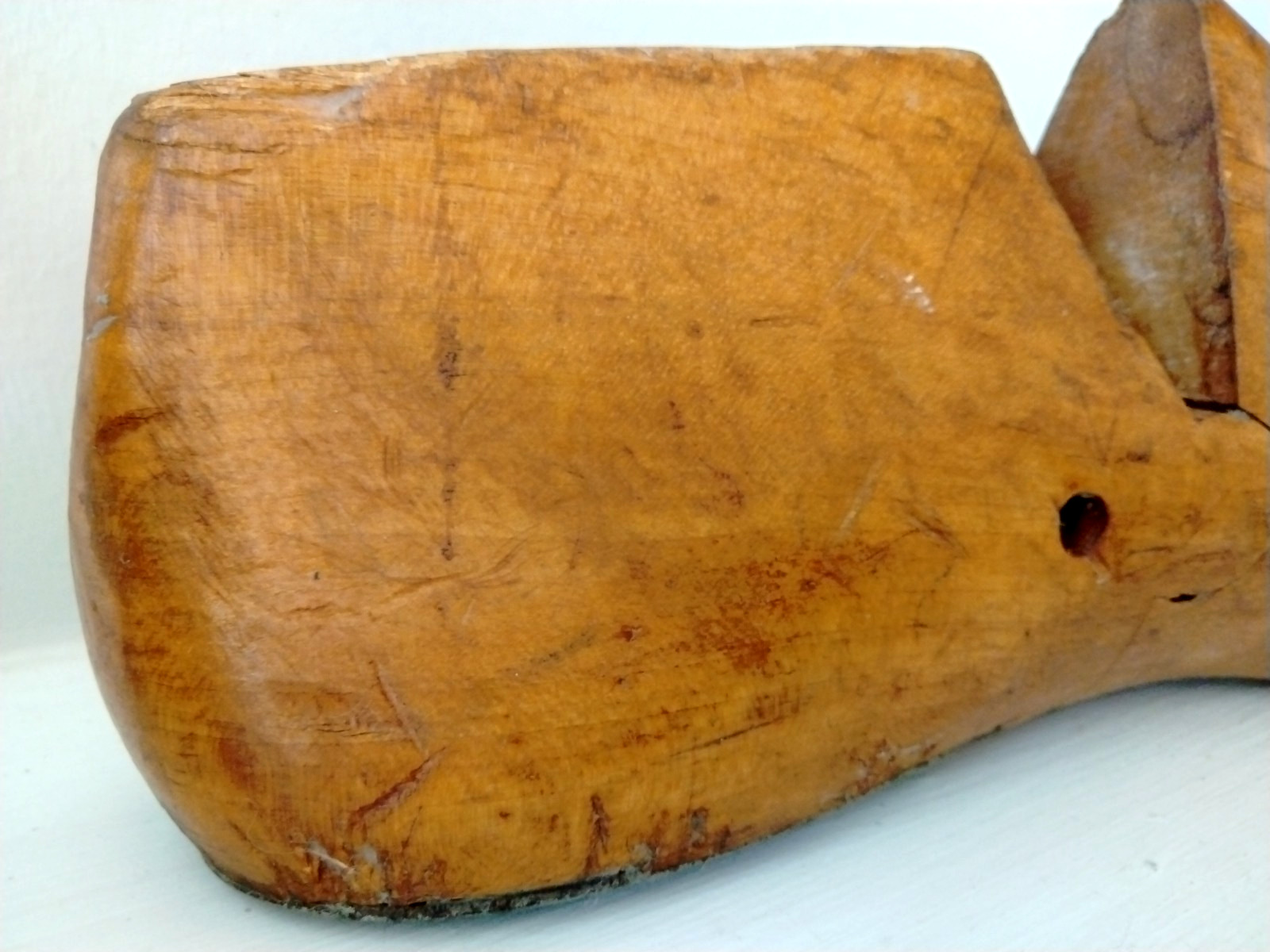 Antique Wood Shoe Mold 8M Industrial Cobbler Form Last #97 STUART Cognac Patina