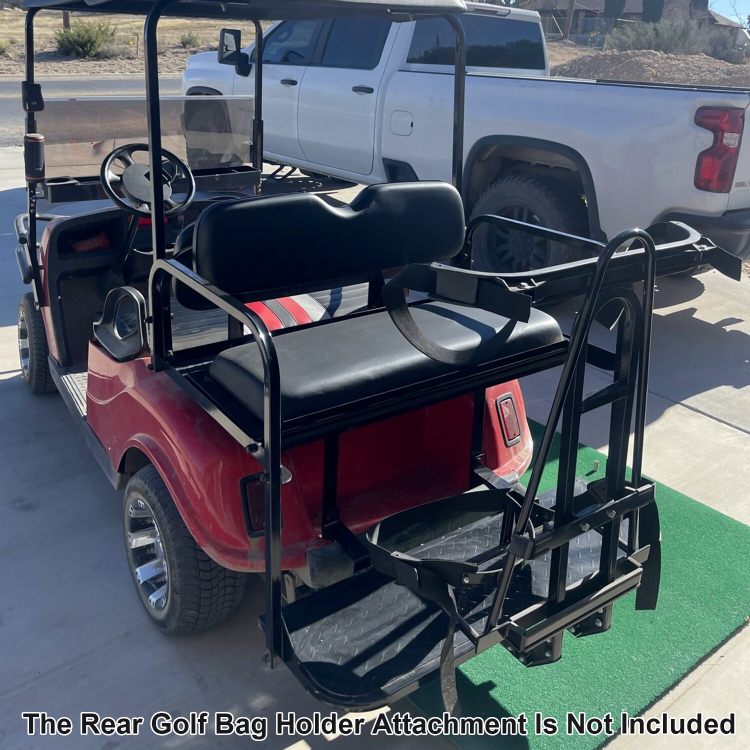 For 1995-UP EZGO TXT Golf Cart Flip Rear Seat Kit W/Roof Support Safety Grab Bar