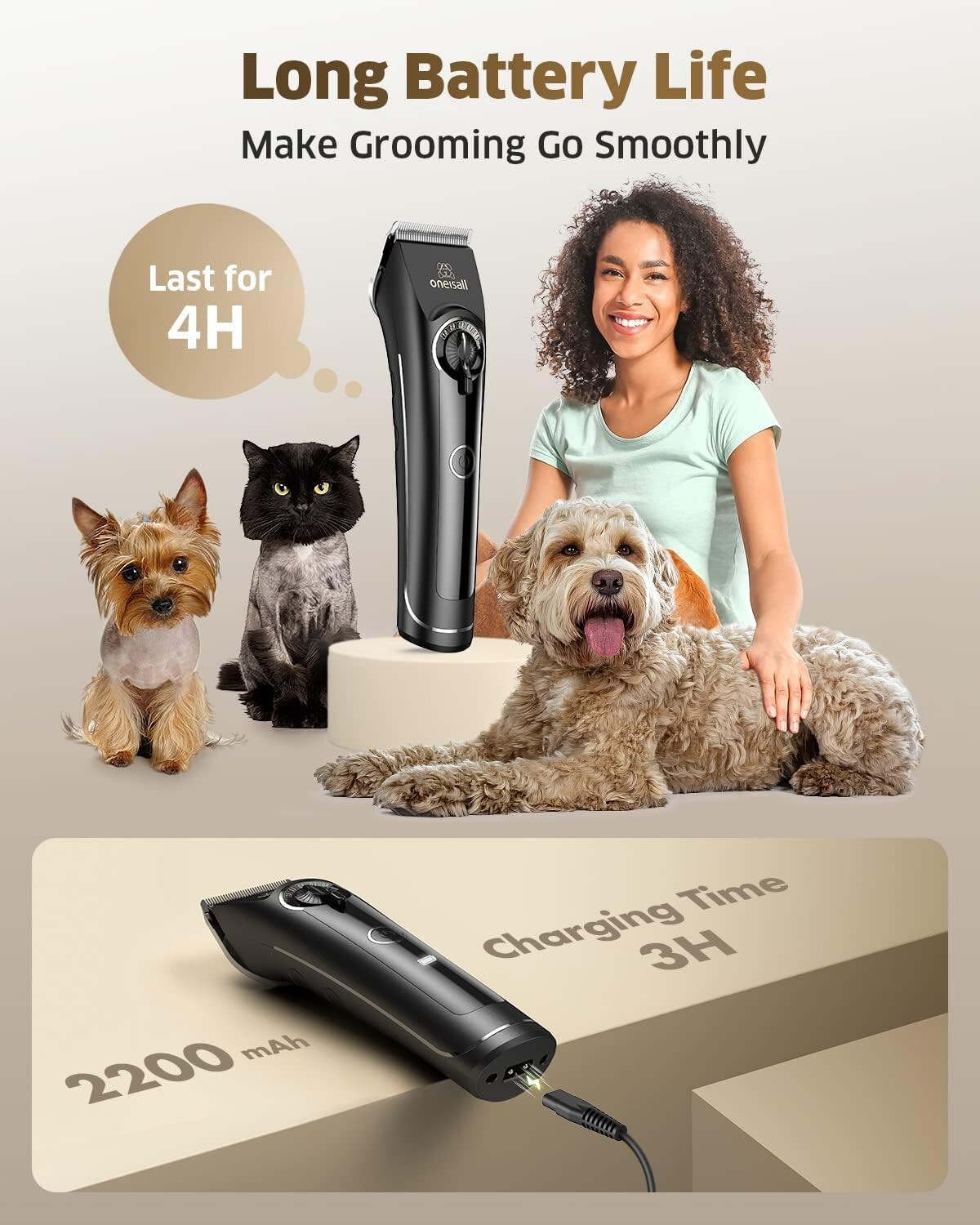 Dog Clippers for Grooming Doodles Poodles Thick Curly Hair,Low Noise Heavy Du...