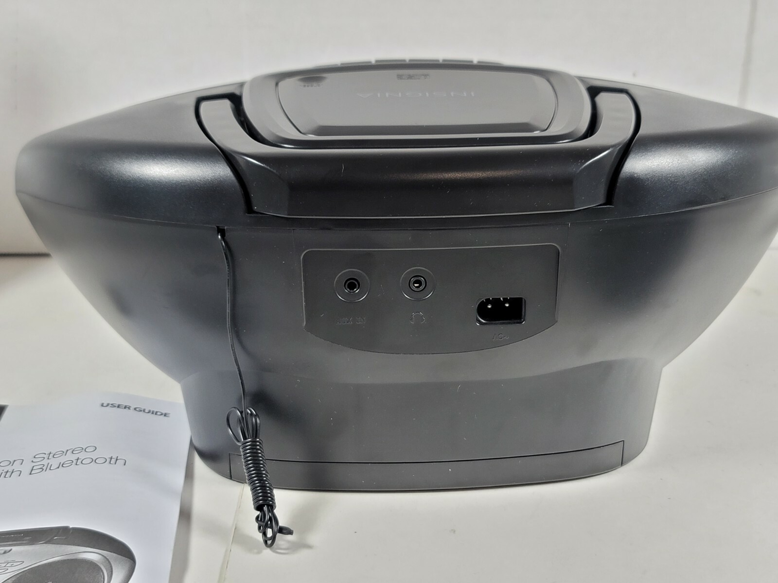 Insignia - AM/FM Radio Portable CD Boombox with Bluetooth - Silver/Black