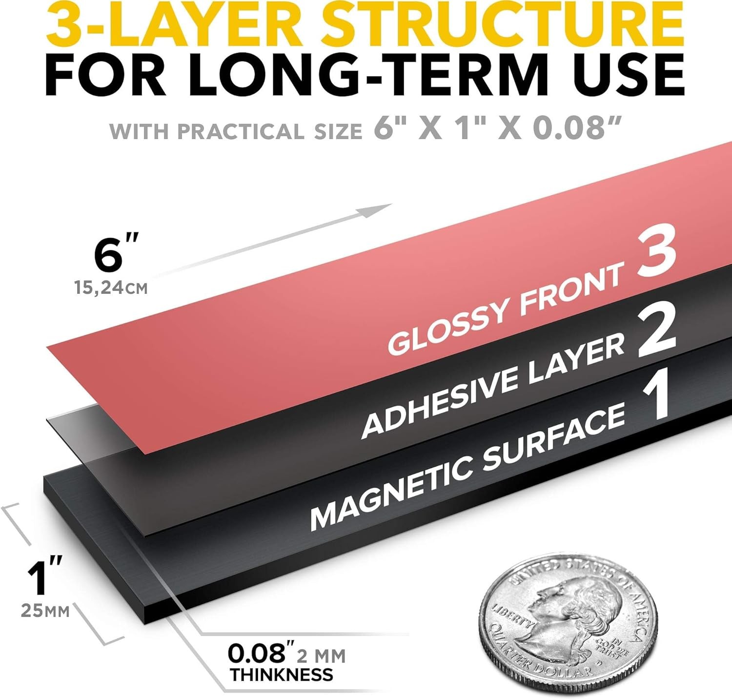 6 Pack Magnetic Strips with Adhesive Backing for Crafts Tools Kitchen Garage