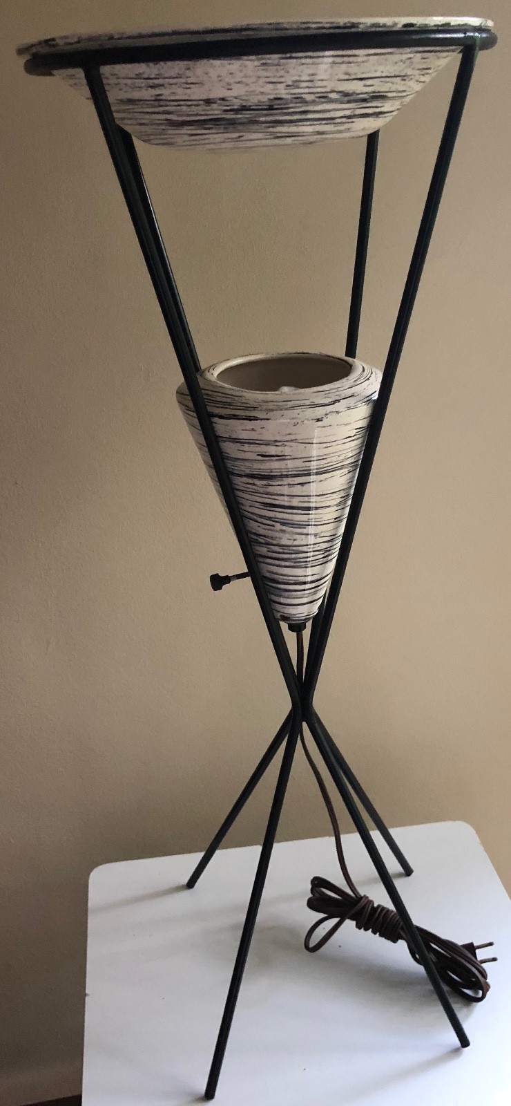 Rare Vintage 50s Atomic Iron Ceramic Pottery Lamp Mid Century Modern Lighting