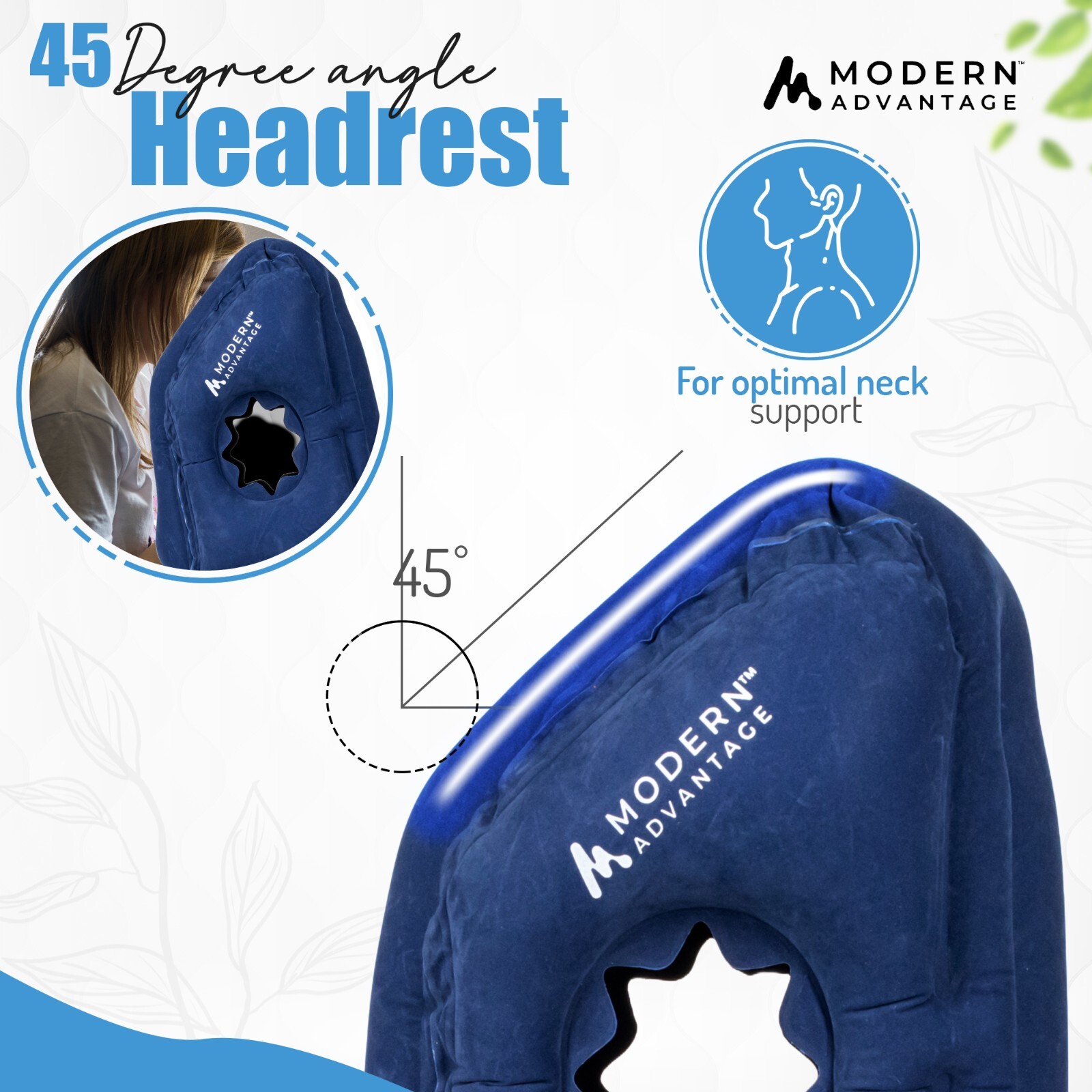 Inflatable Travel Pillow with Extra Bottom Pack of 2 (Blue) FREE SHIPPING