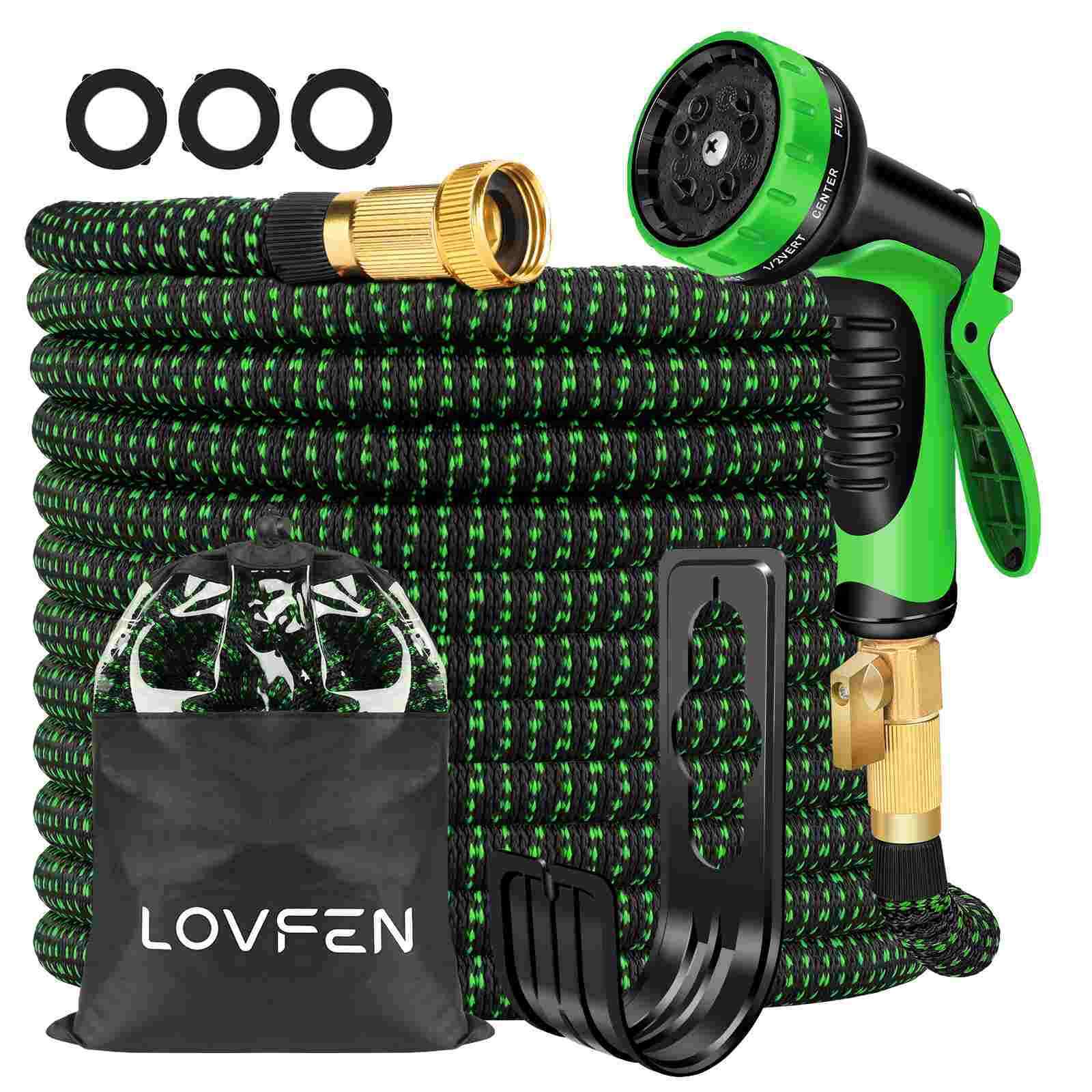 Expandable Garden Hose 25-150FT Flexible Water Hose w/10-Pattern Spray Nozzle