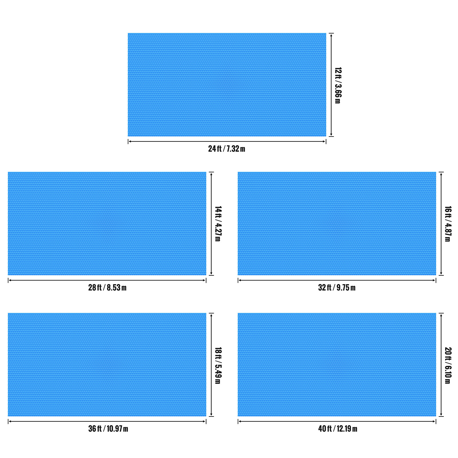 VEVOR 16 Mil Solar Pool Cover Heater 24x12 28x14 32x16 36x18 40x20 Swimming Pool