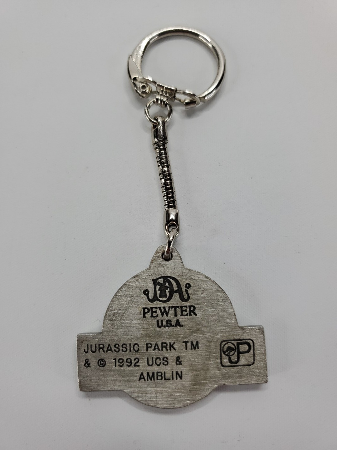 JURASSIC PARK KEYCHAIN Metal Key Chain 1992 Vintage