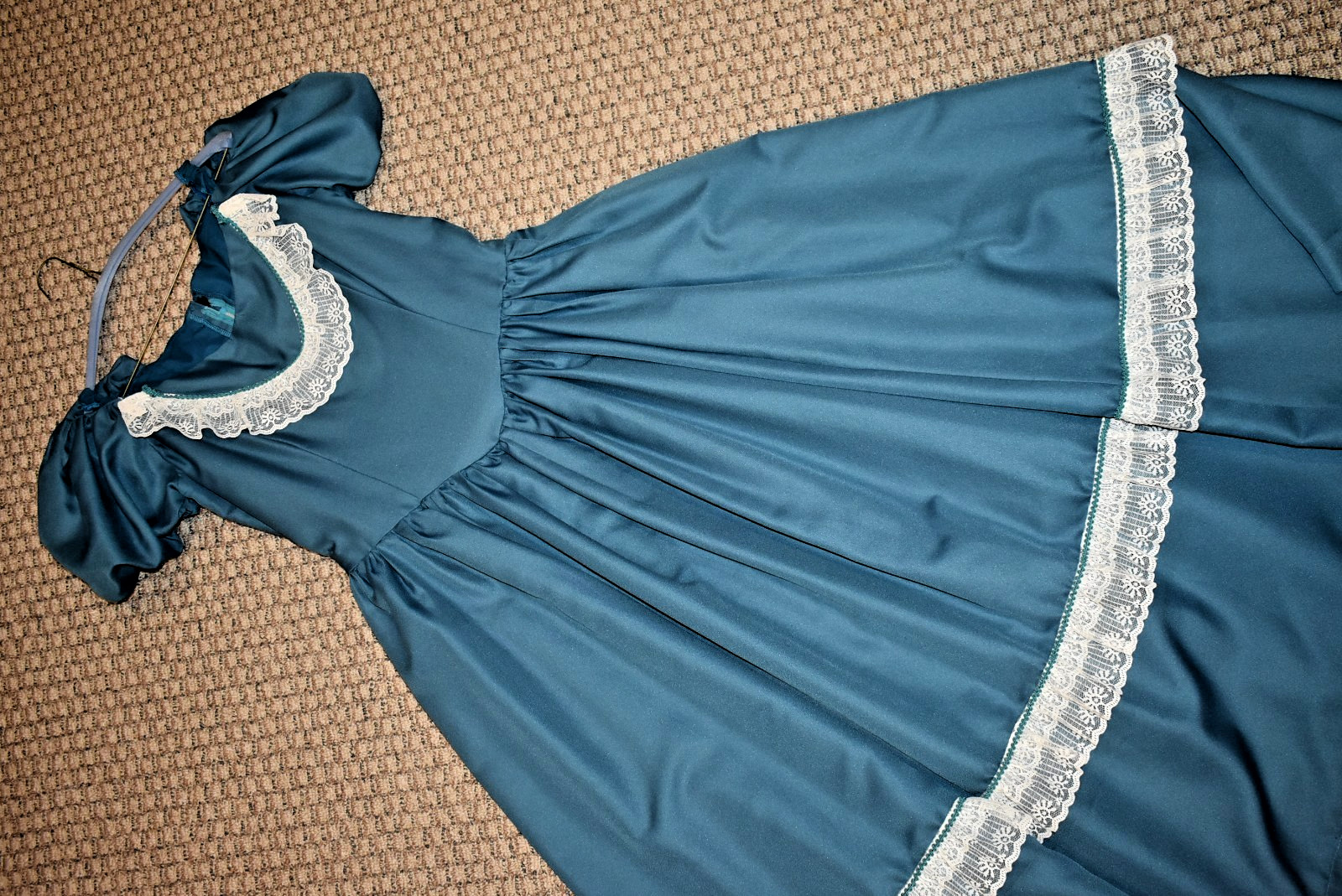 Victorian Civil War 19th Century Dress Peacock Blue Ball Gown - M/L