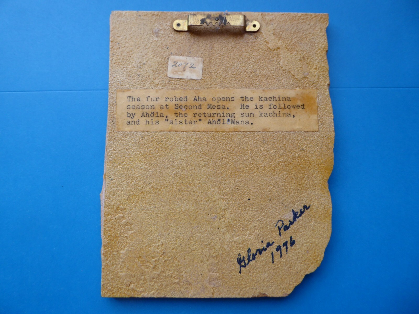 Kachinas Hand Painted on Stone Wall Plaque Aha Ahola Ahol Mana Hopi Mythology