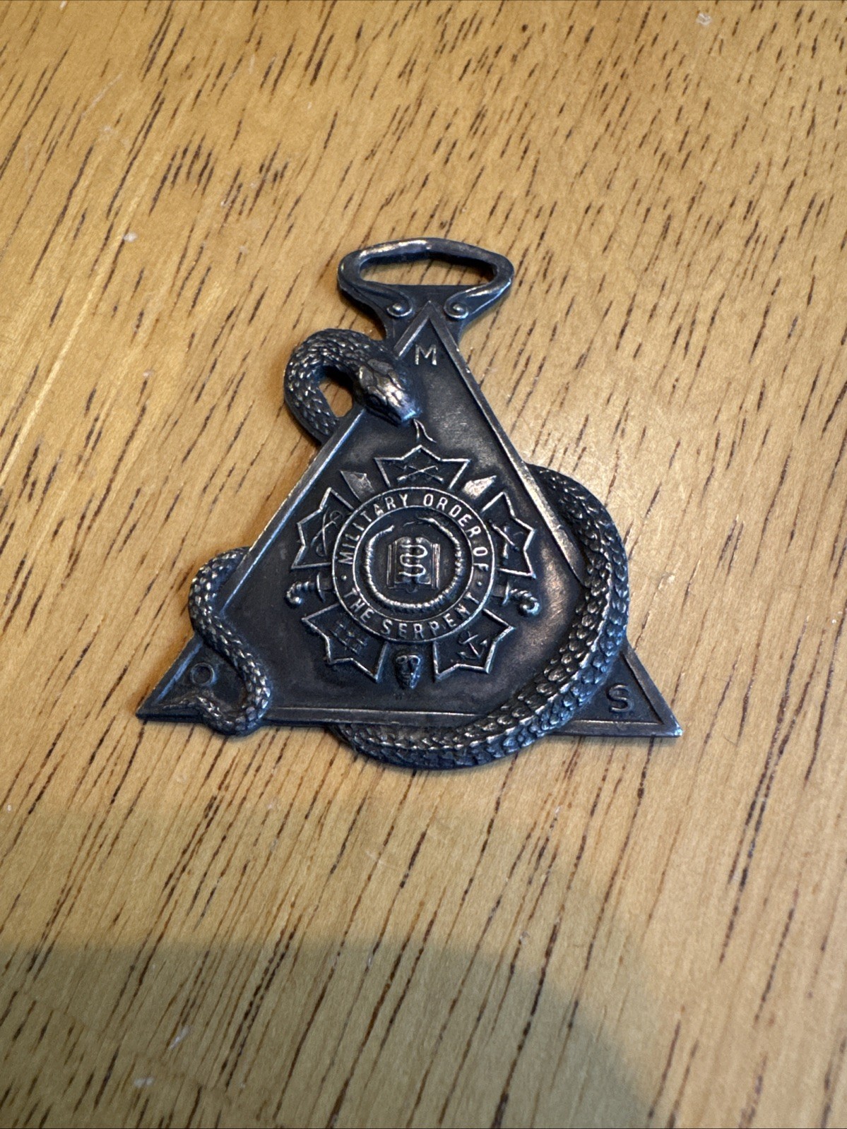 Vintage Military Order of the Serpent Medal Watch Fob MOS Spanish American War