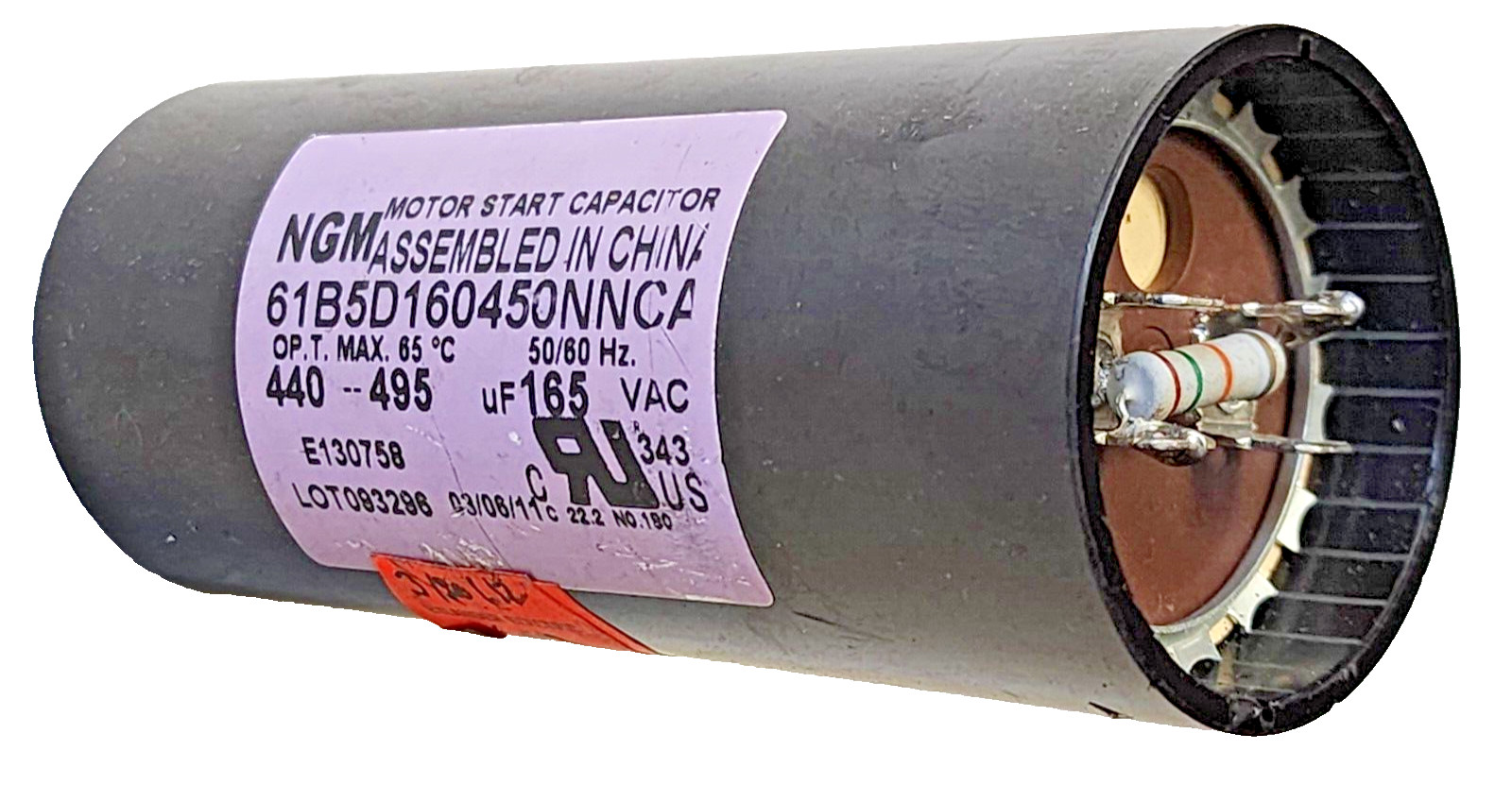 NGM 61B5D160450NNCA Motor Start Capacitor 440-495µF, 165Vac, 50/60Hz
