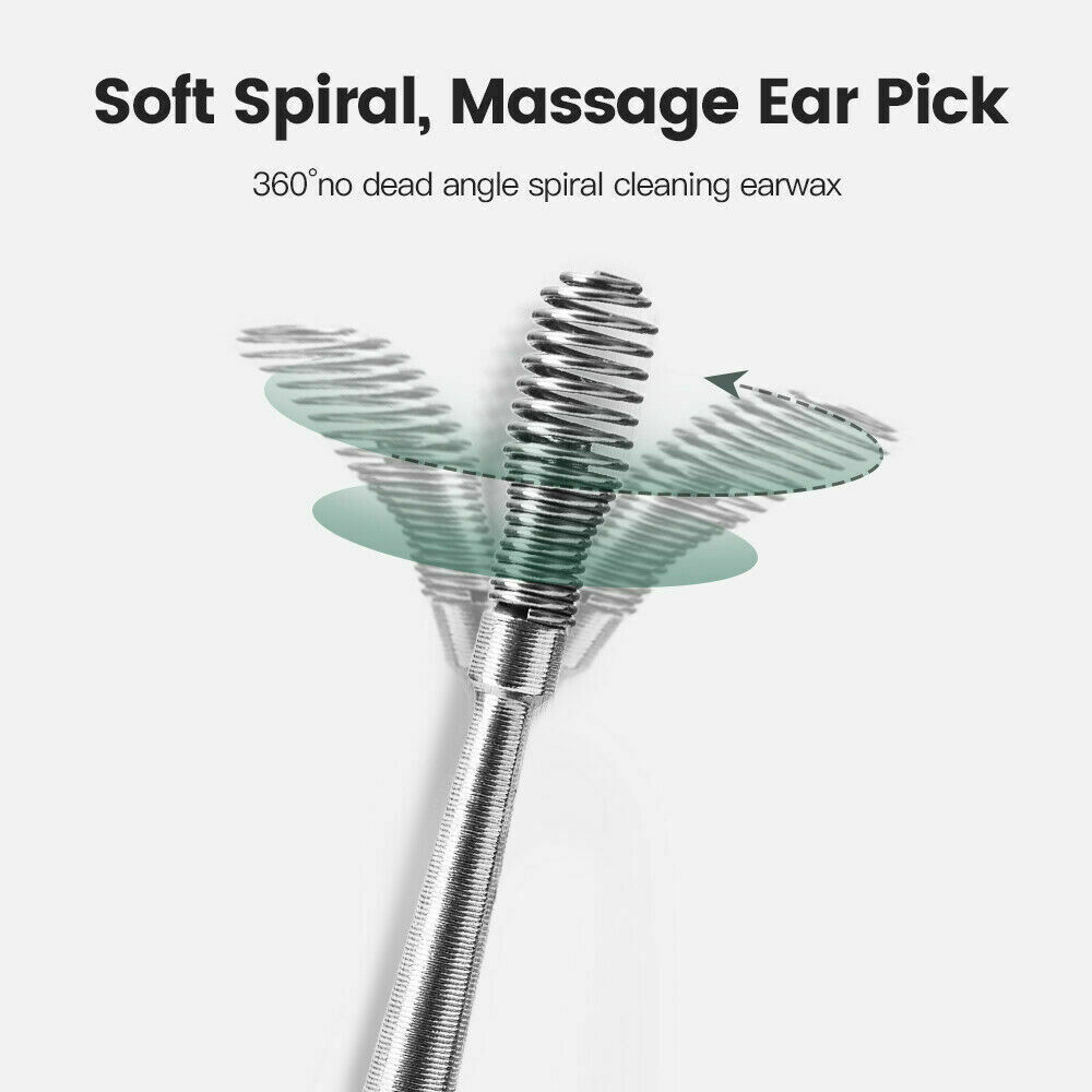 6Pcs Ear Pick Cleaning Set Spiral Tool Spoon Ear Wax Remover Cleaner Curette Kit