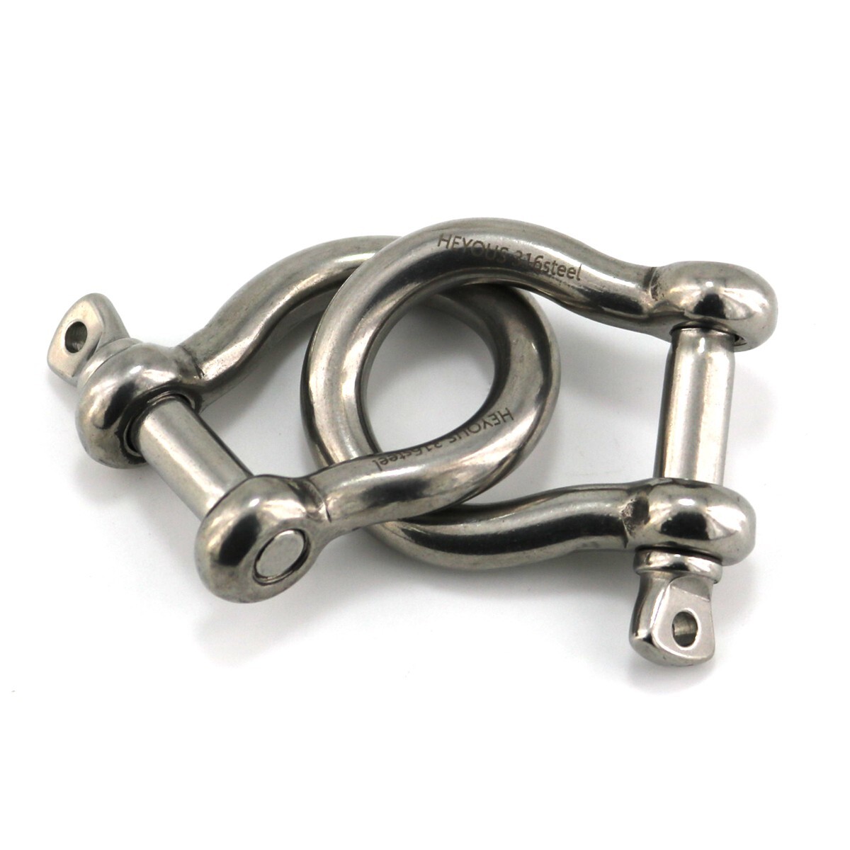 316 Stainless Steel Marine 3/8 in Bow Shackle D Ring, 2-Pack