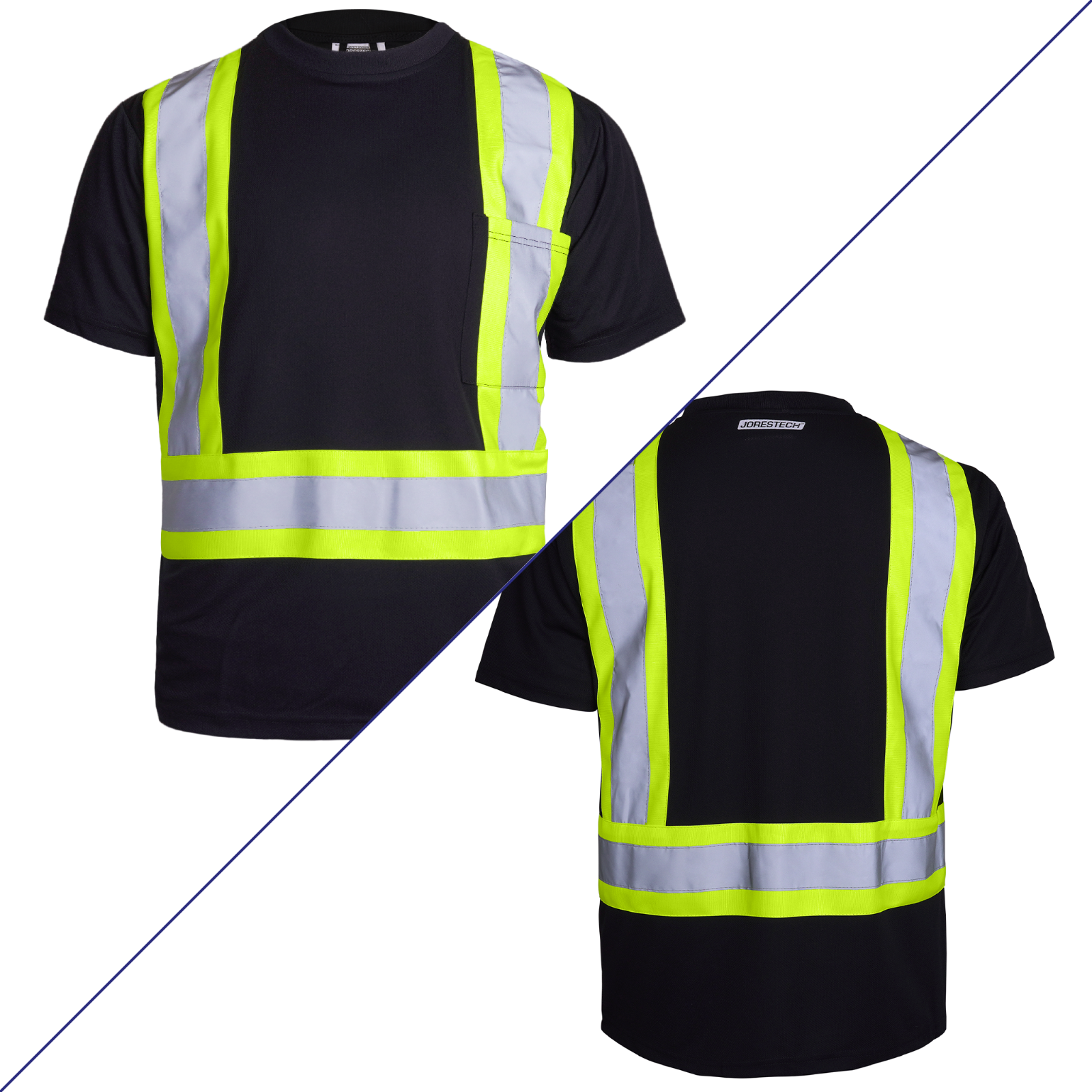 5 pack Hi Vis Black Shirt Reflective Safety Short Sleeve HIGH VISIBILITY